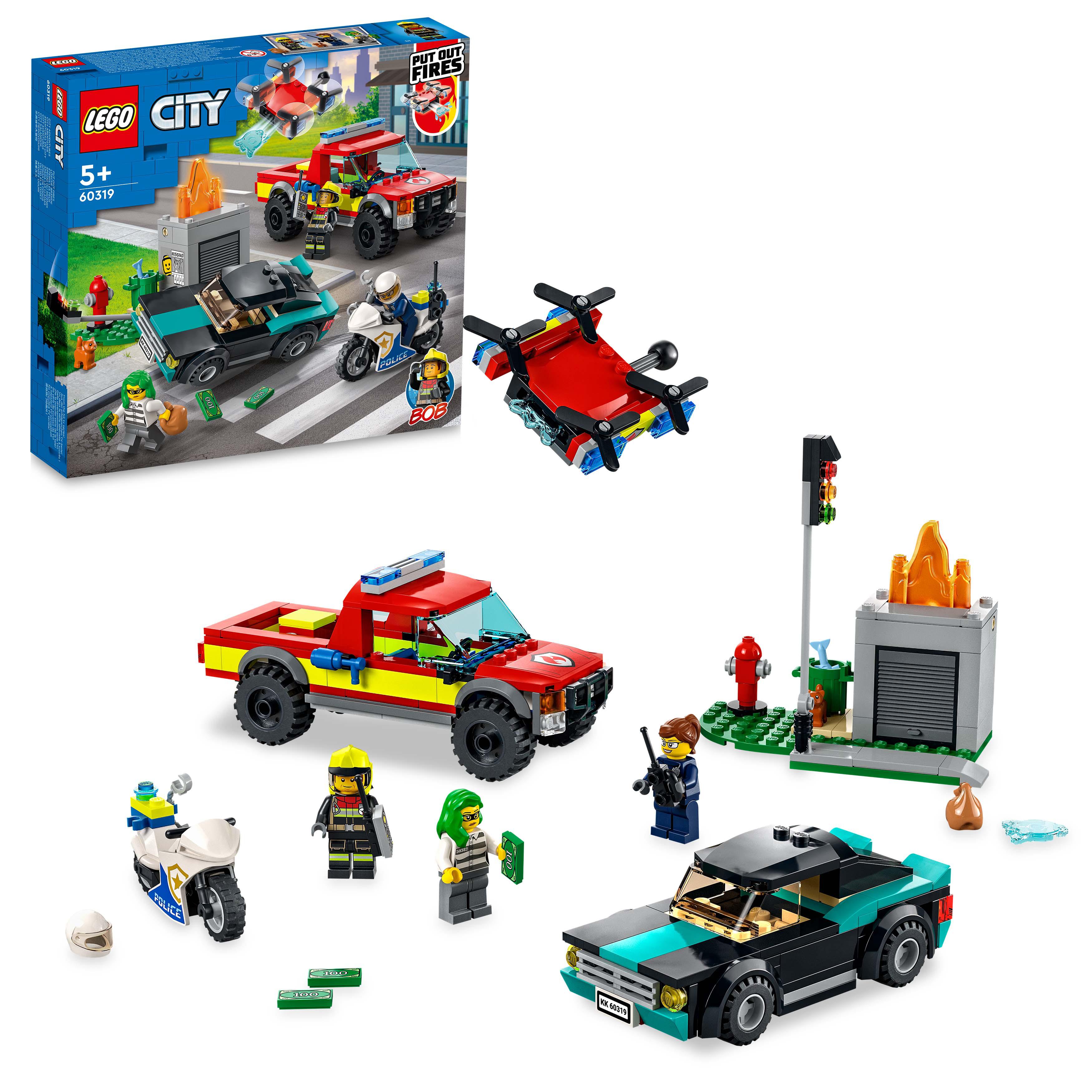 LEGO City Fire Soccorso Antincendio e Inseguimento della Polizia, Camion Pompier 60319, , large
