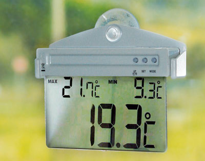Termometro da finestra con ventosa ad energia solare, , large