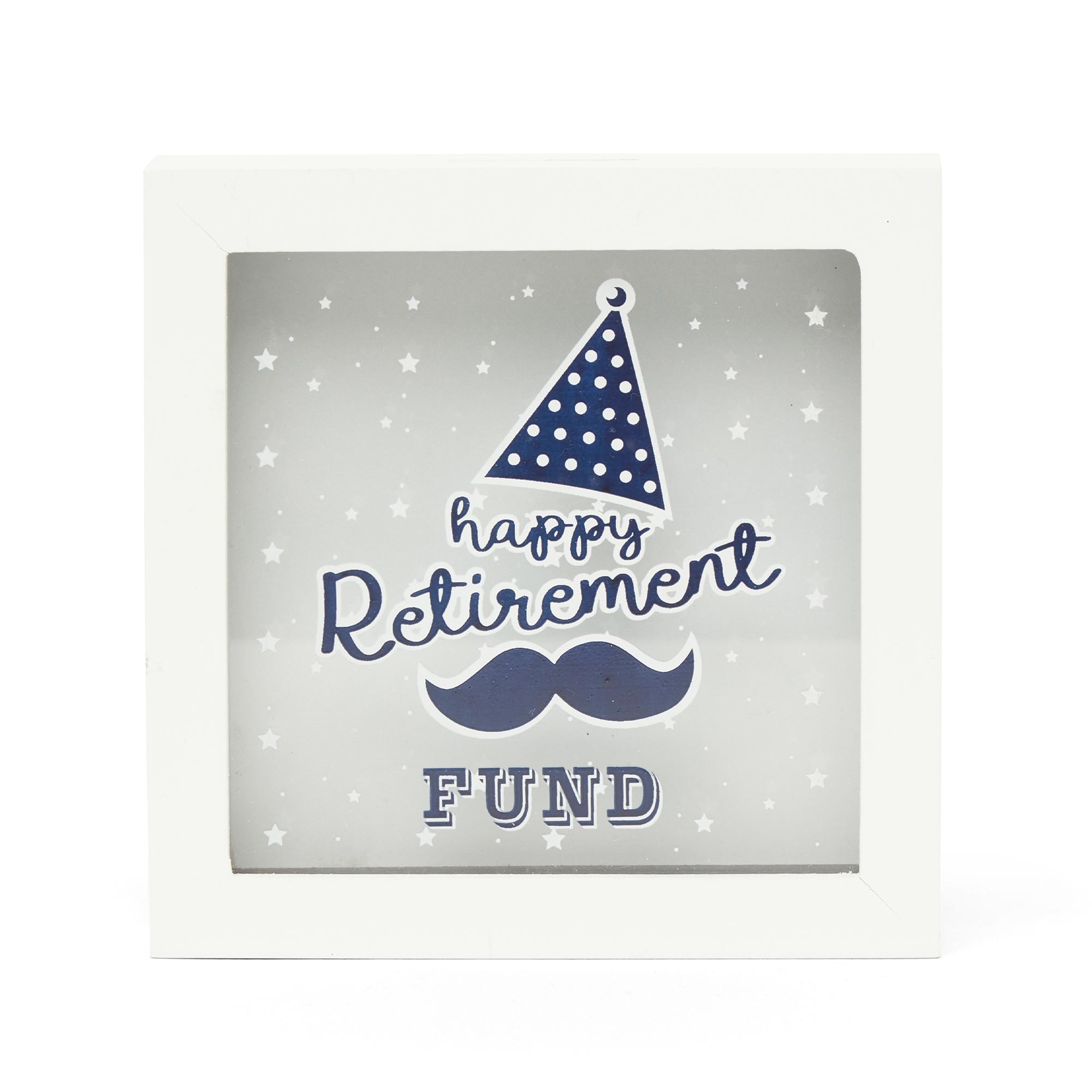 Salvadanaio cornice in legno H 15 cm Happy Retirement Fund, , large