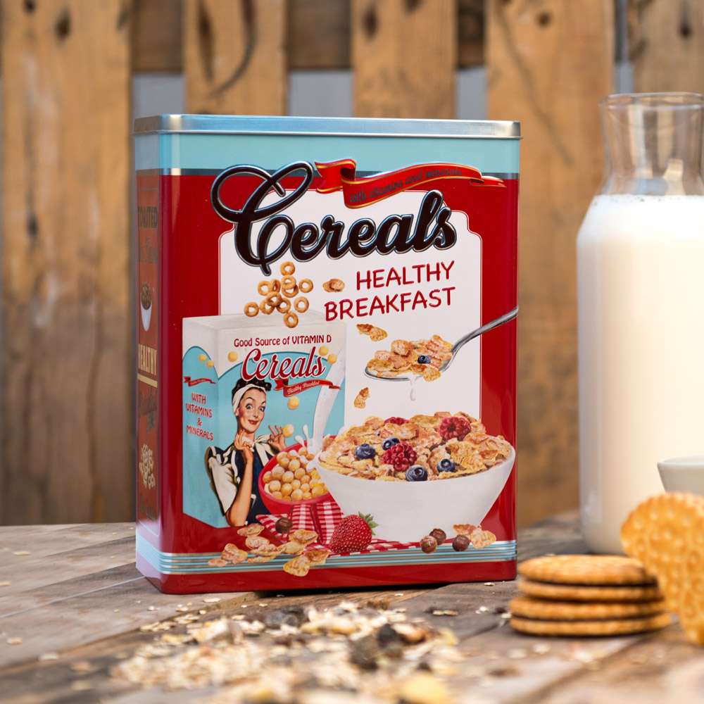 Scatola per cereali in latta vintage, , large