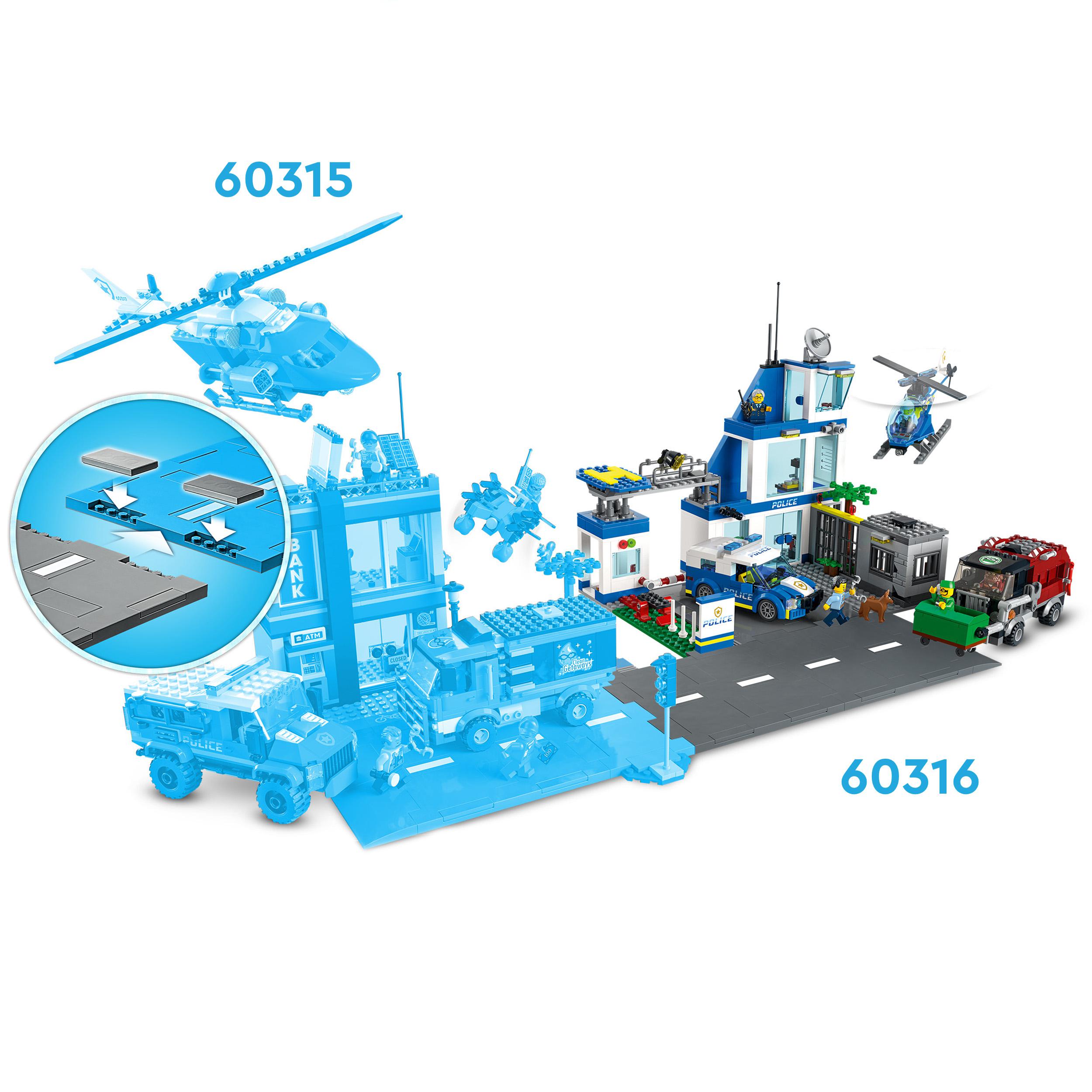 LEGO City Police Stazione di Polizia, con Camion della Spazzatura ed Elicottero 60316, , large