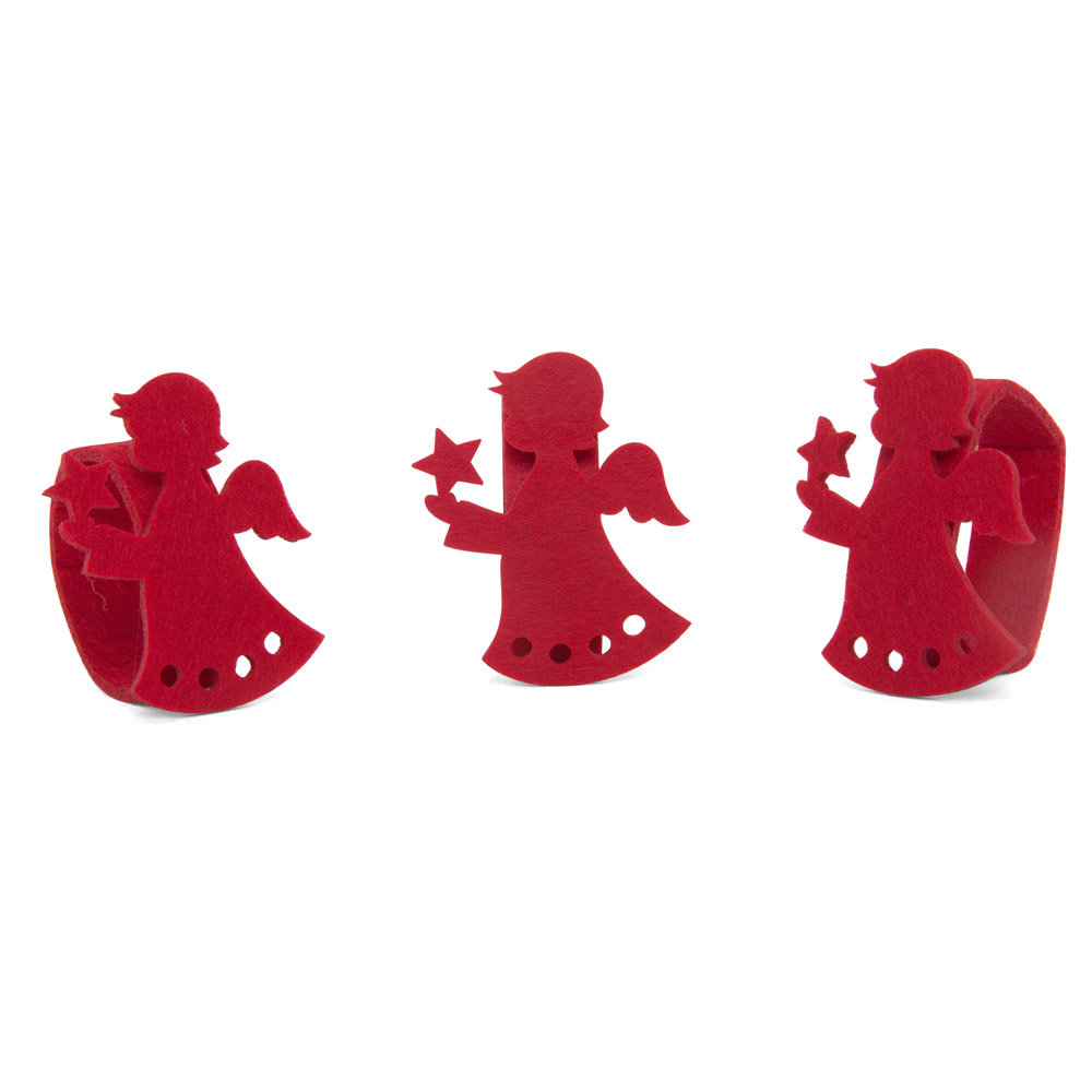 Portatovaglioli natalizi in feltro-  Set di 3 pz, , large