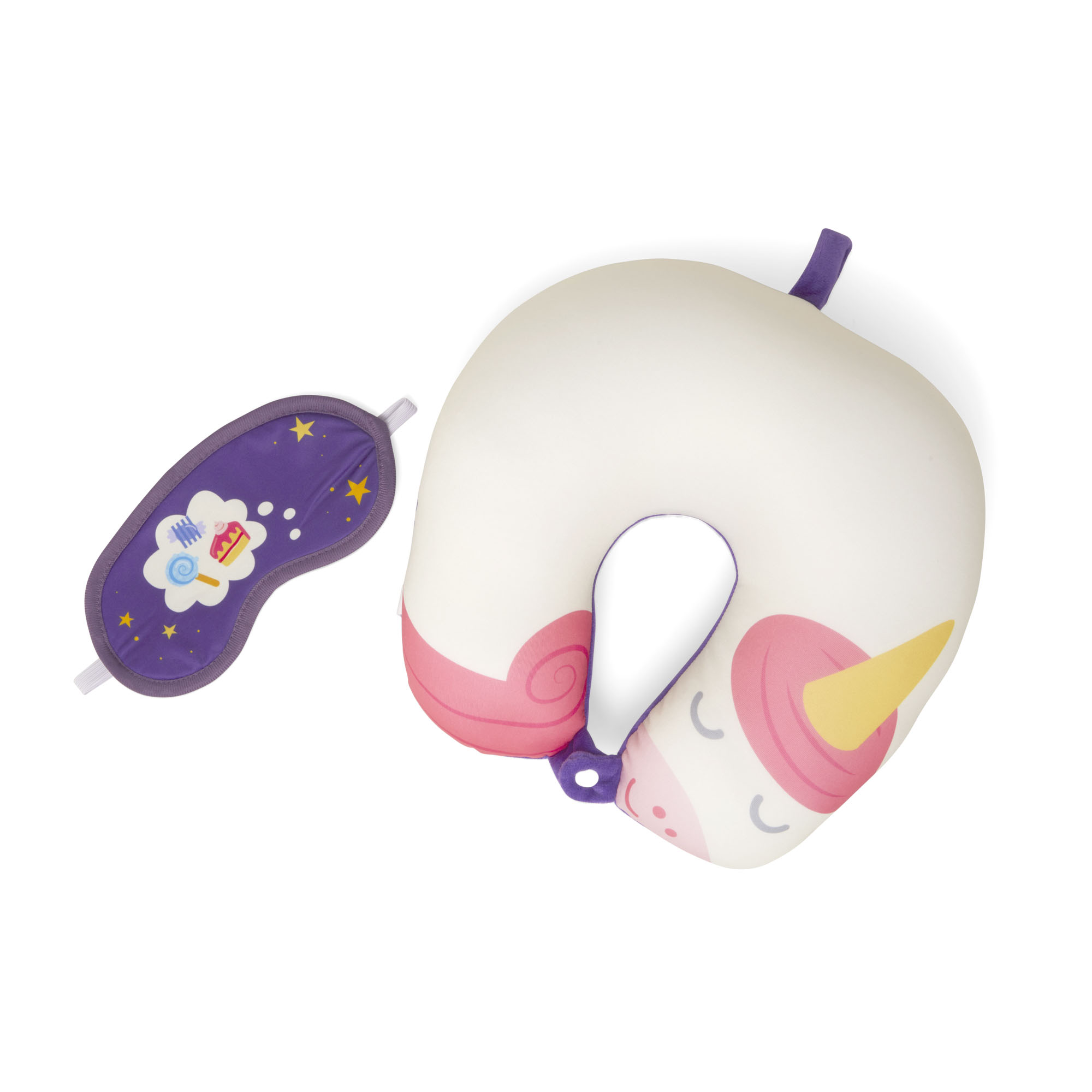 Cuscino da viaggio con maschera per dormire - Unicorno, , large