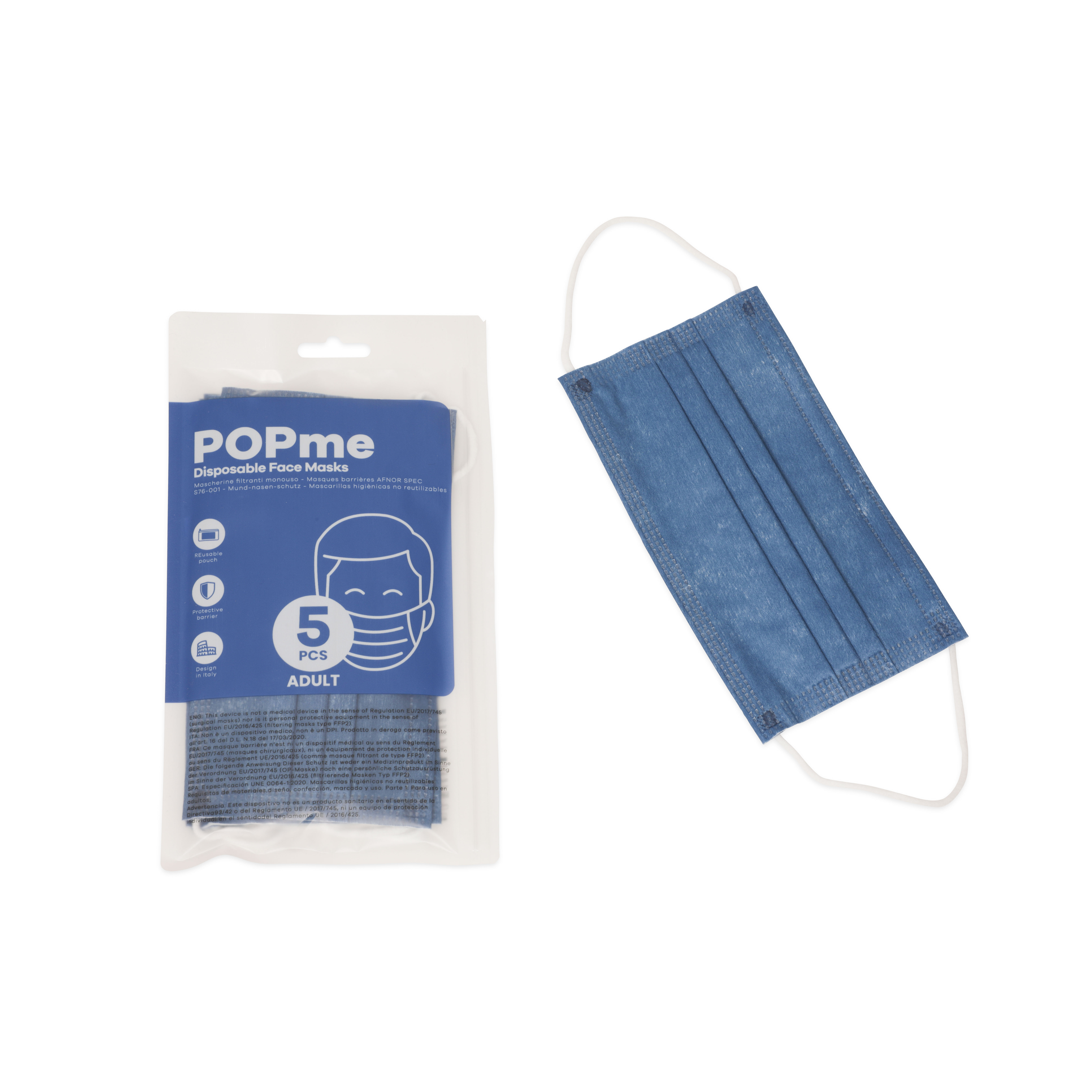 Mascherine monouso a 3 strati per adulti set da 5 pz, , large