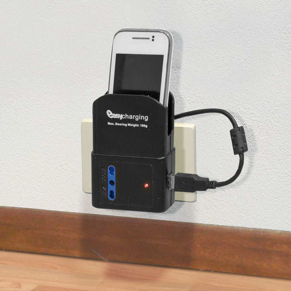 Presa multipla con porta USB e base di appoggio per cellulare, , large