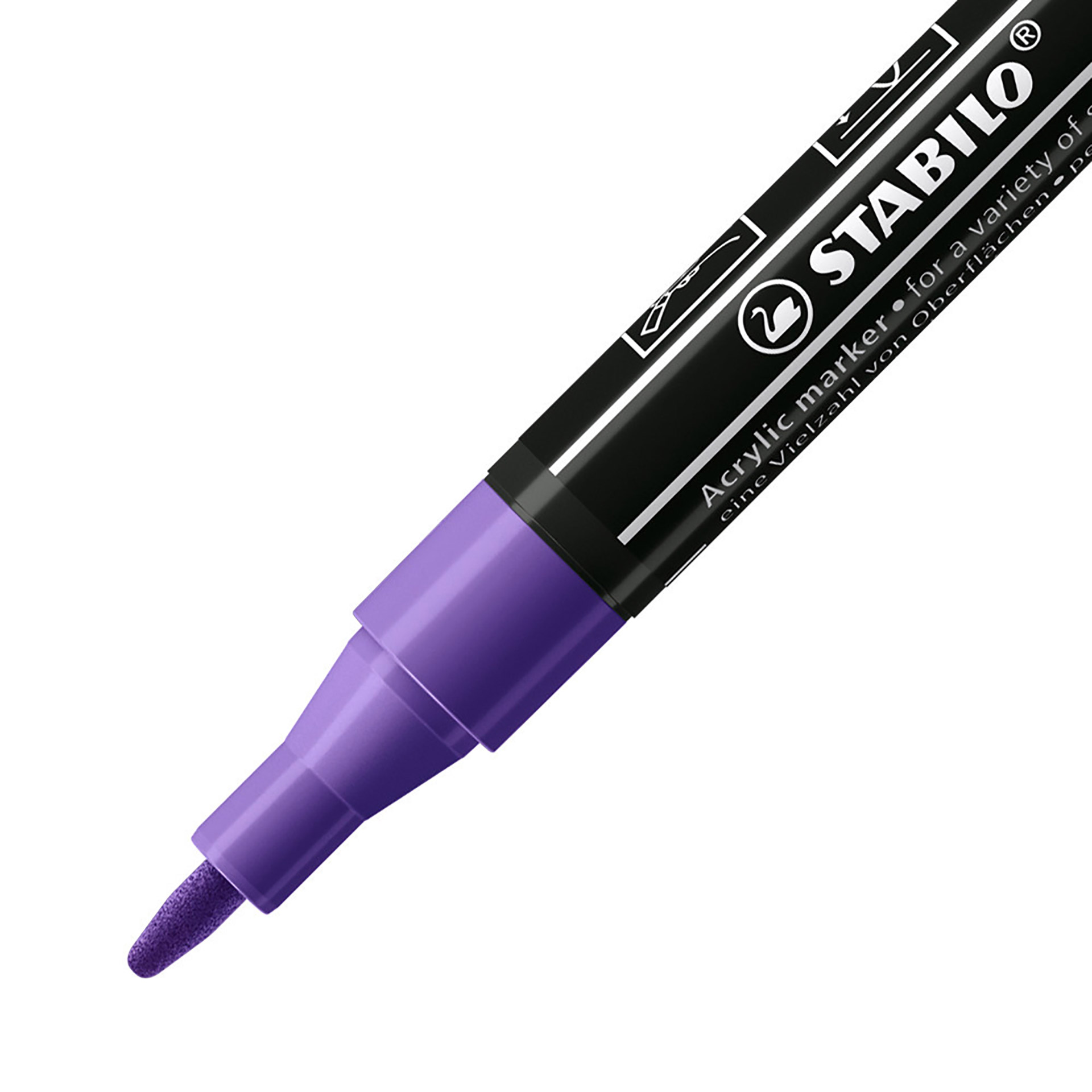 Stabilo Free Acrylic - T100 Punta Rotonda 1-2mm - Confezione Da 5 - Viola, , large