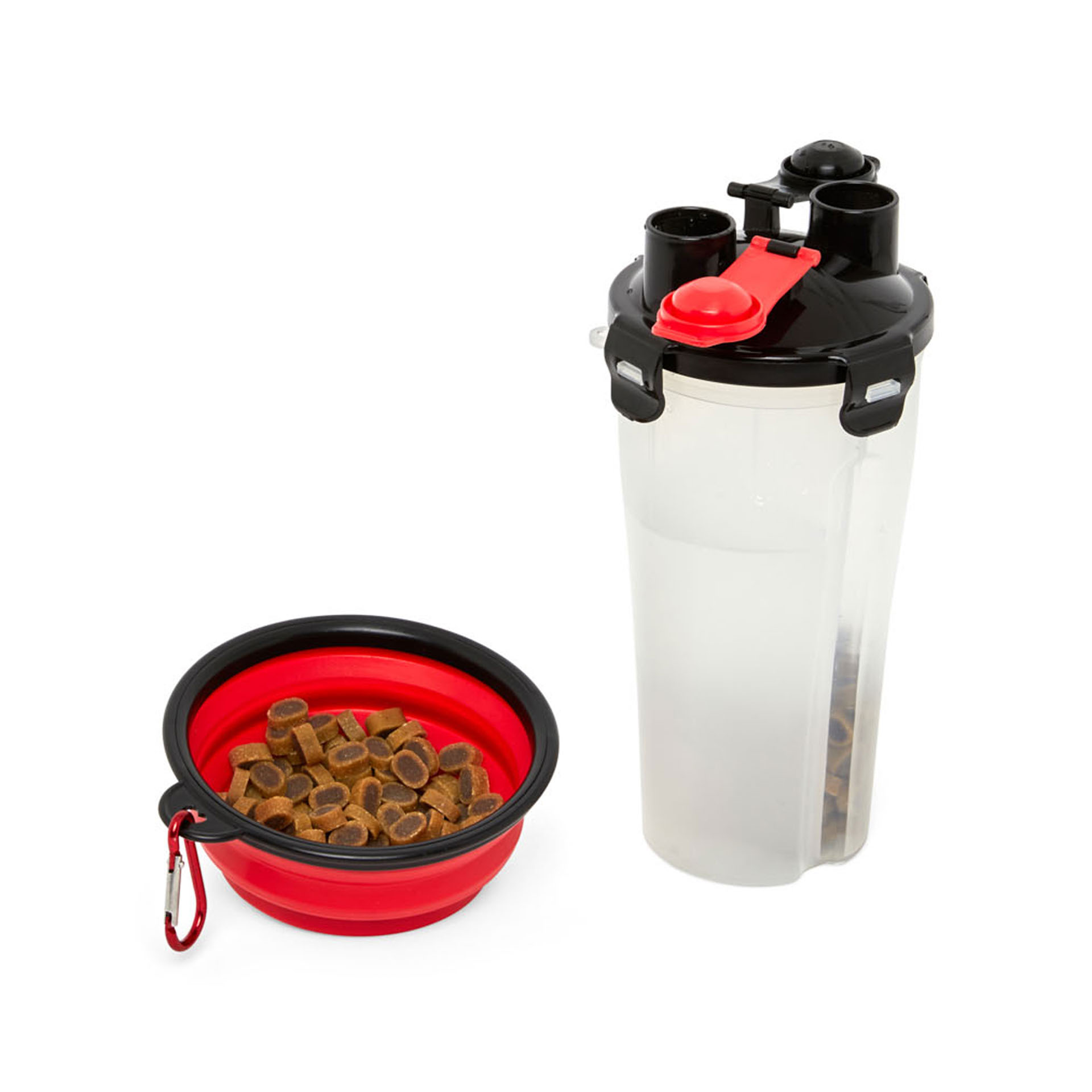 Contenitore acqua e cibo per cani e gatti con ciotola da viaggio, , large