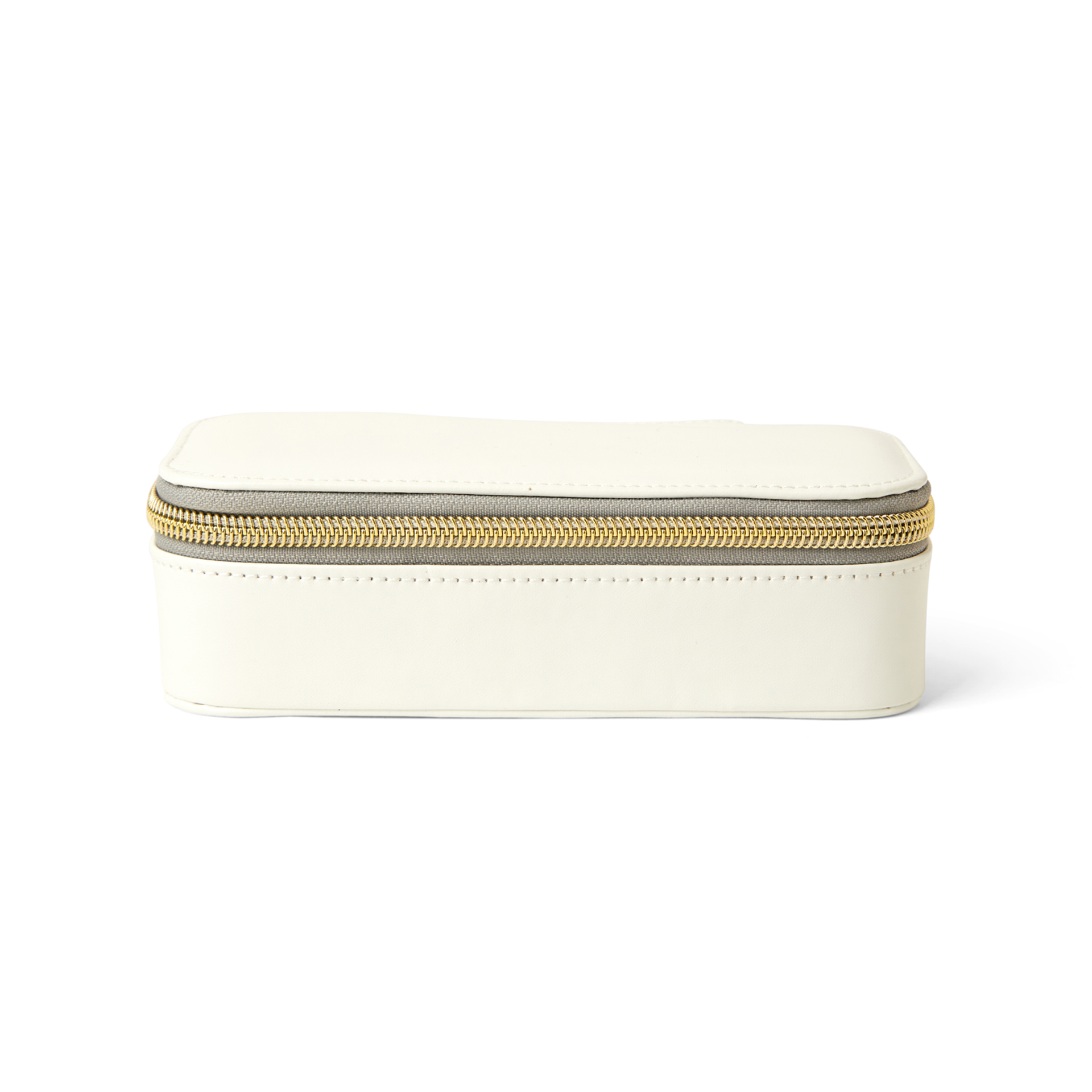 Astuccio Porta Gioielli Rettangolare Bianco Con Cerniera Dorata, , large