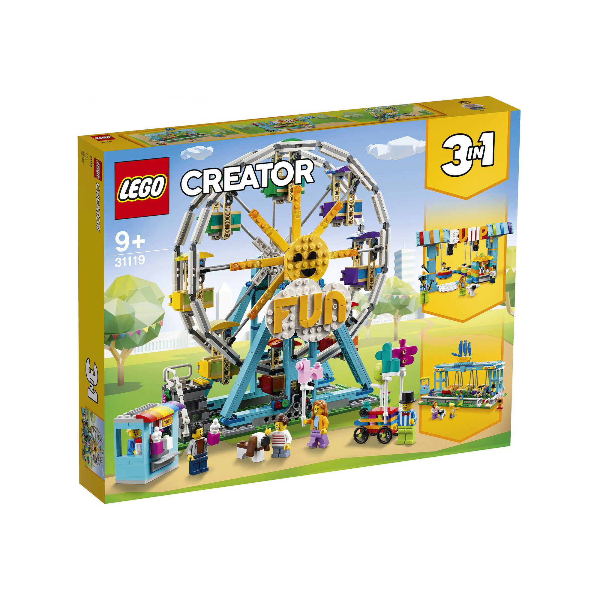 LEGO Creator 3 in 1 Ruota Panoramica, Autoscontro e Giostra, Playset Parco Gioch 31119, , large