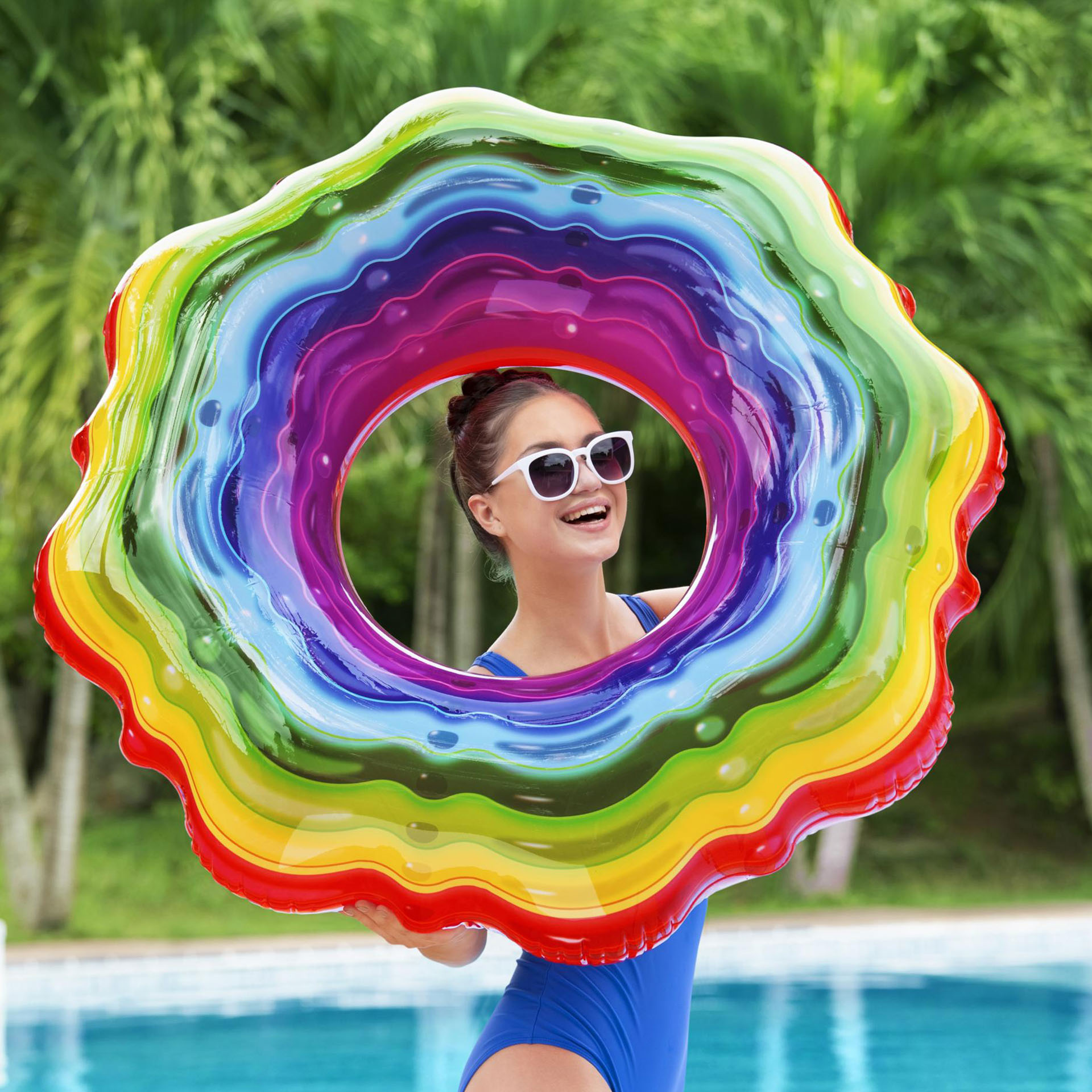 Ciambella gonfiabile arcobaleno jelly, , large