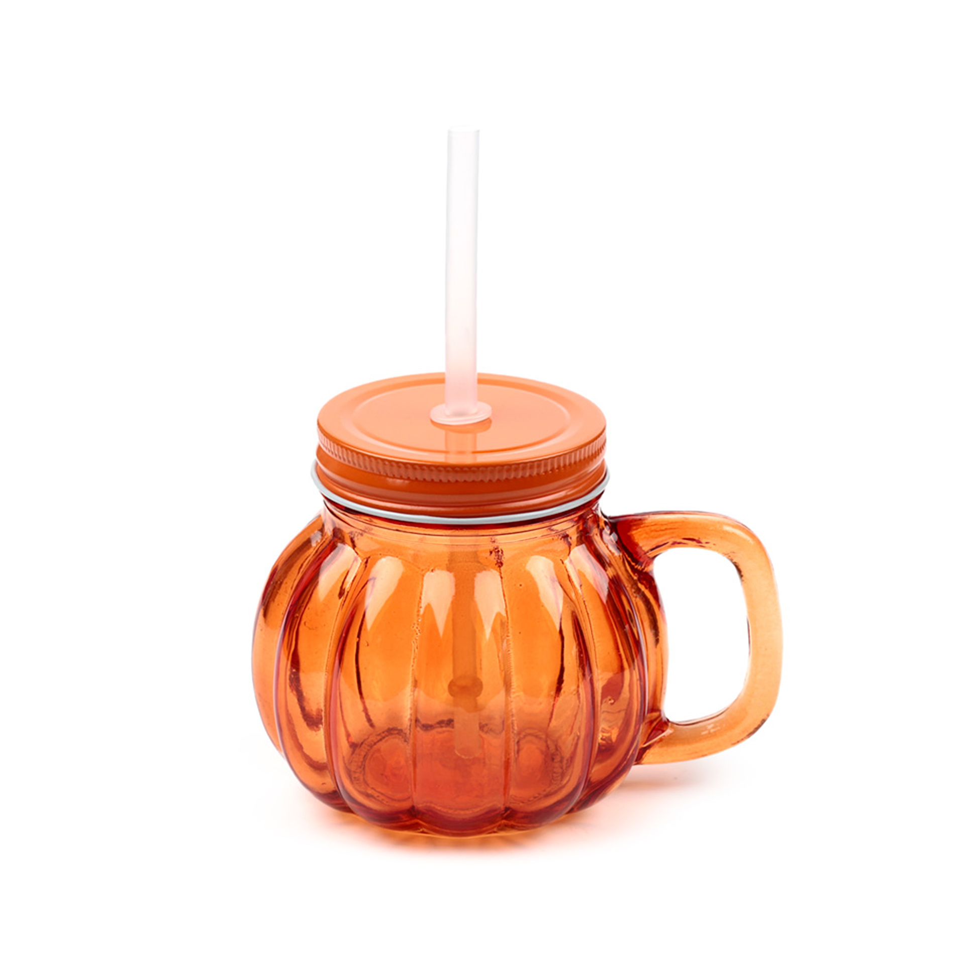 Barattolo/bicchiere A Forma Di Zucca Con Cannuccia, , large