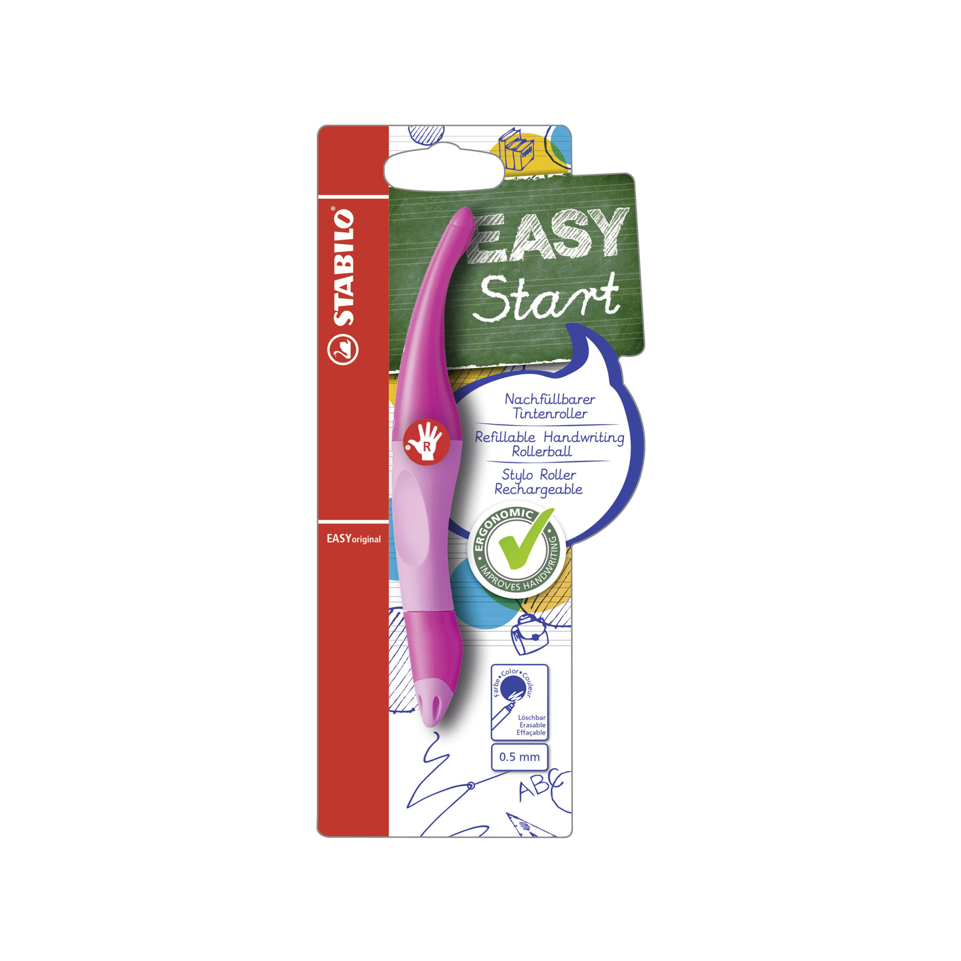 Penna Roller Ergonomica - STABILO EASYoriginal per Destrimani in Rosa, , large