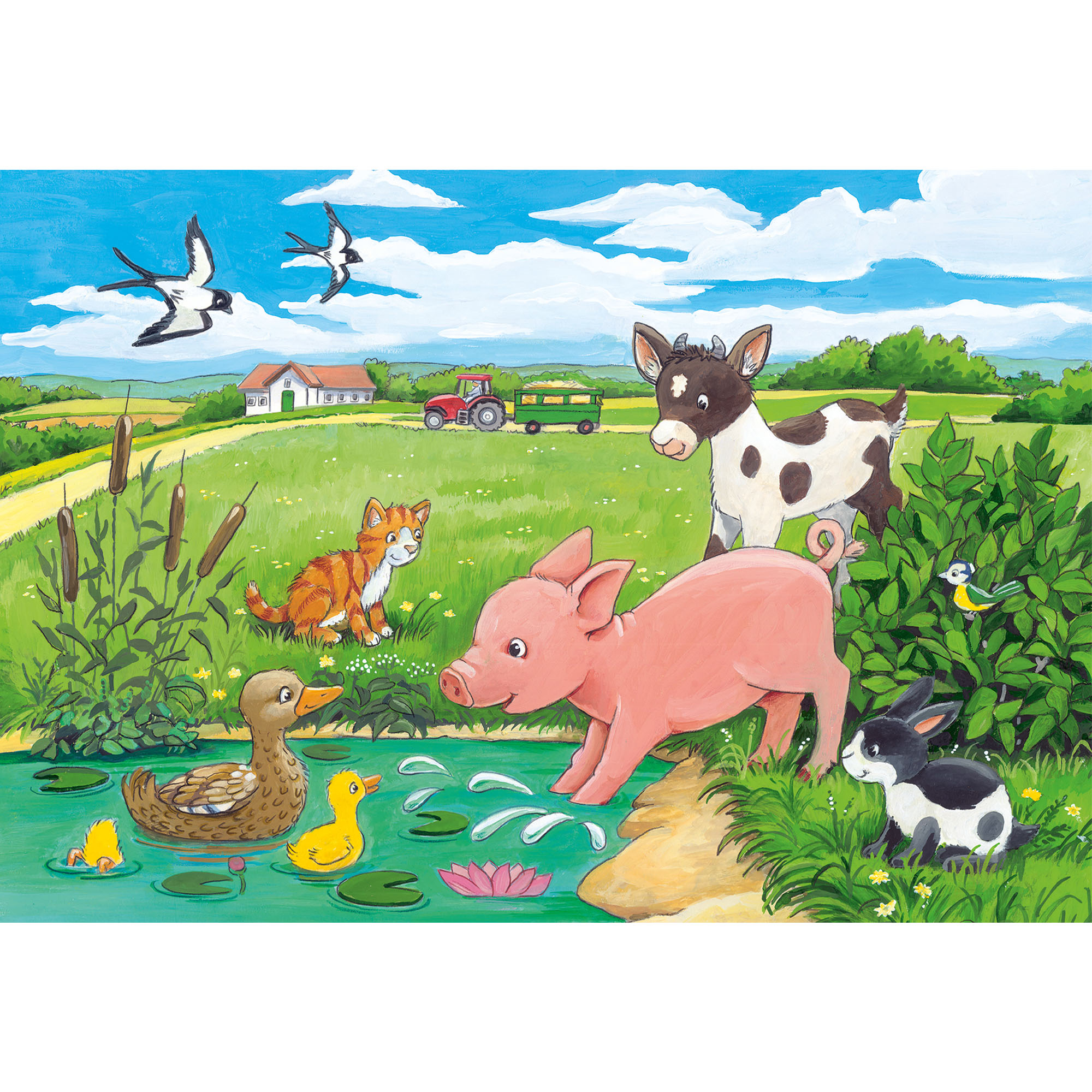 Ravensburger Puzzle 2x12 pezzi 07582 - Cuccioli di campagna, , large