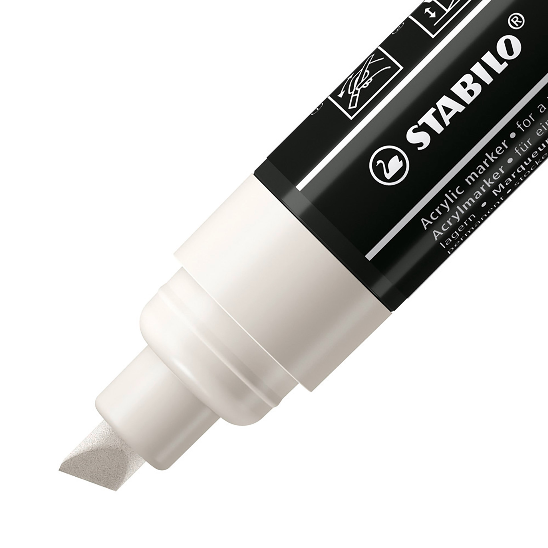 STABILO FREE Acrylic - T800C Punta a scalpello 4-10mm - Confezione da 5 - Bianco, , large