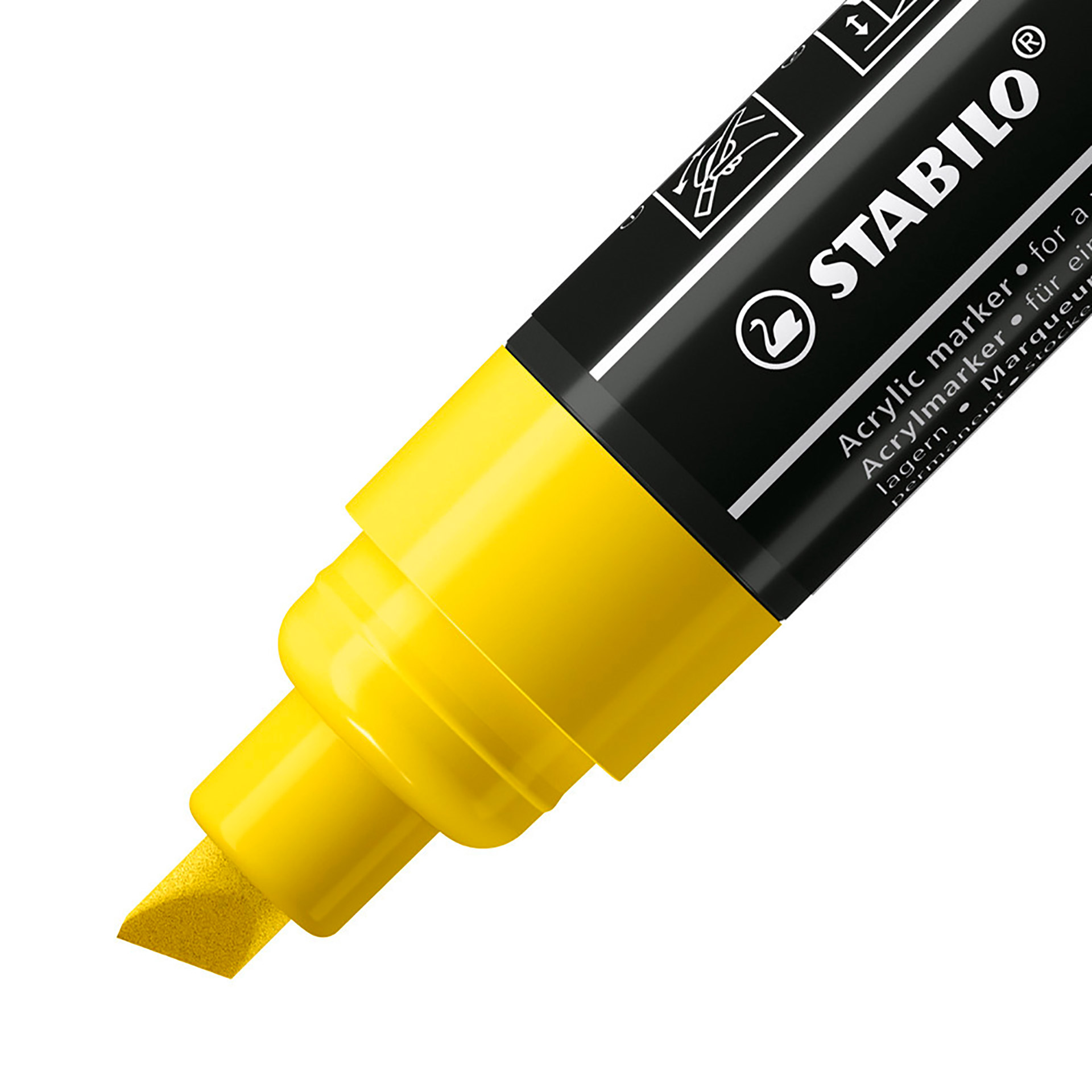 STABILO FREE Acrylic - T800C Punta a scalpello 4-10mm - Confezione da 5 - Giallo, , large