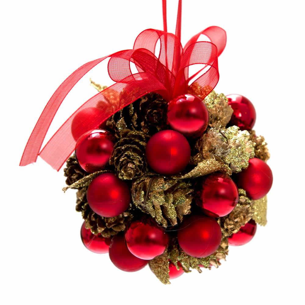 Pallina albero di natale con pigne, , large