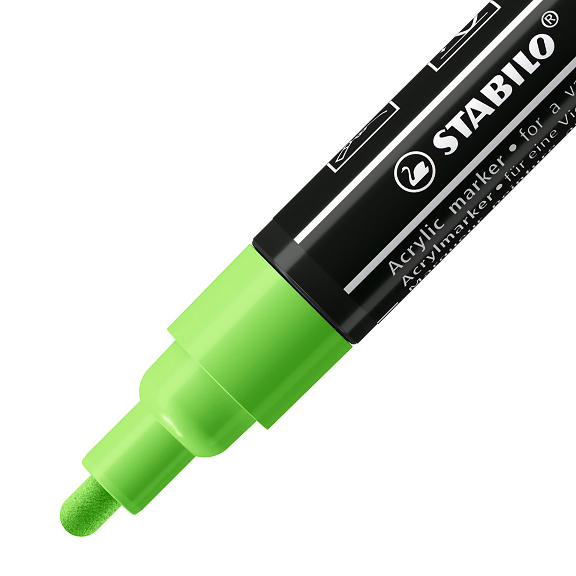STABILO FREE Acrylic - T300 Punta rotonda 2-3mm - Confezione da 5 - Verde chiaro, , large