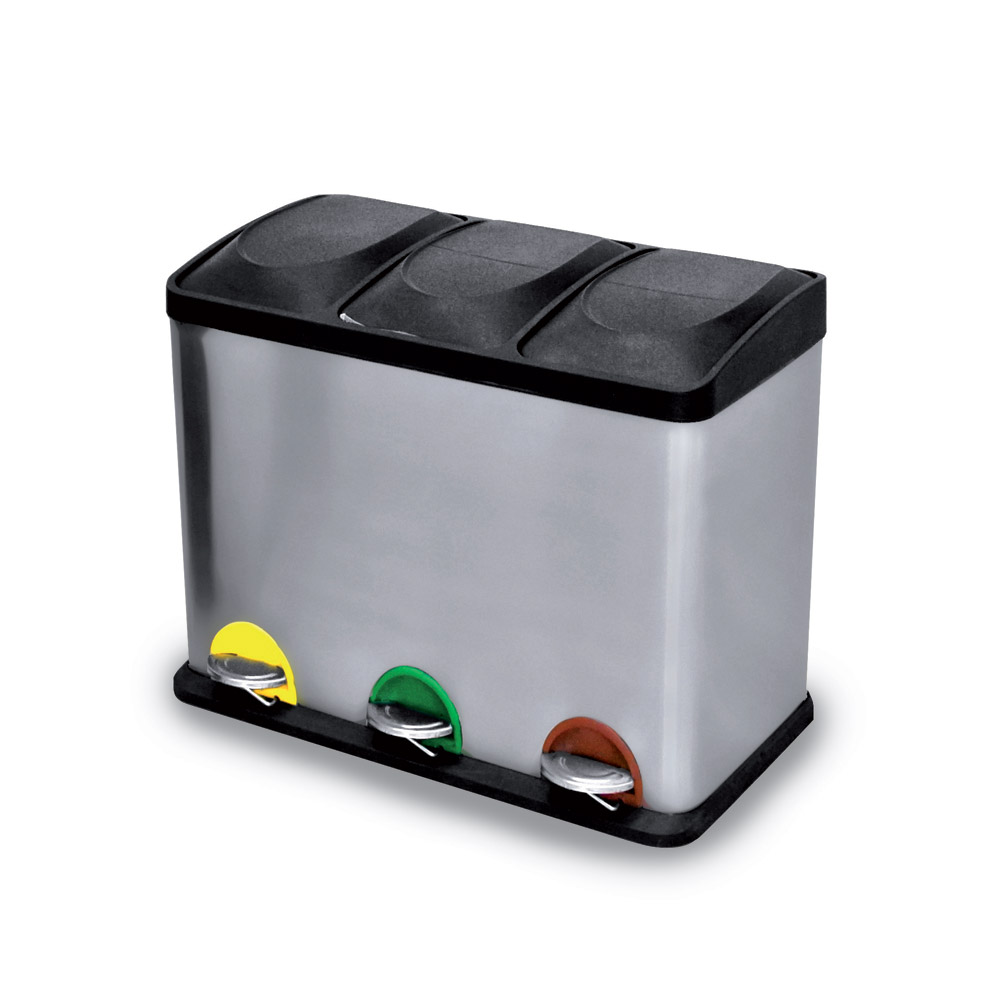 Patttumiera A Pedale Eluno 3 Litri Con Coperchio In Bambù E Soft-close, Per Bagno O Cucina, Nera