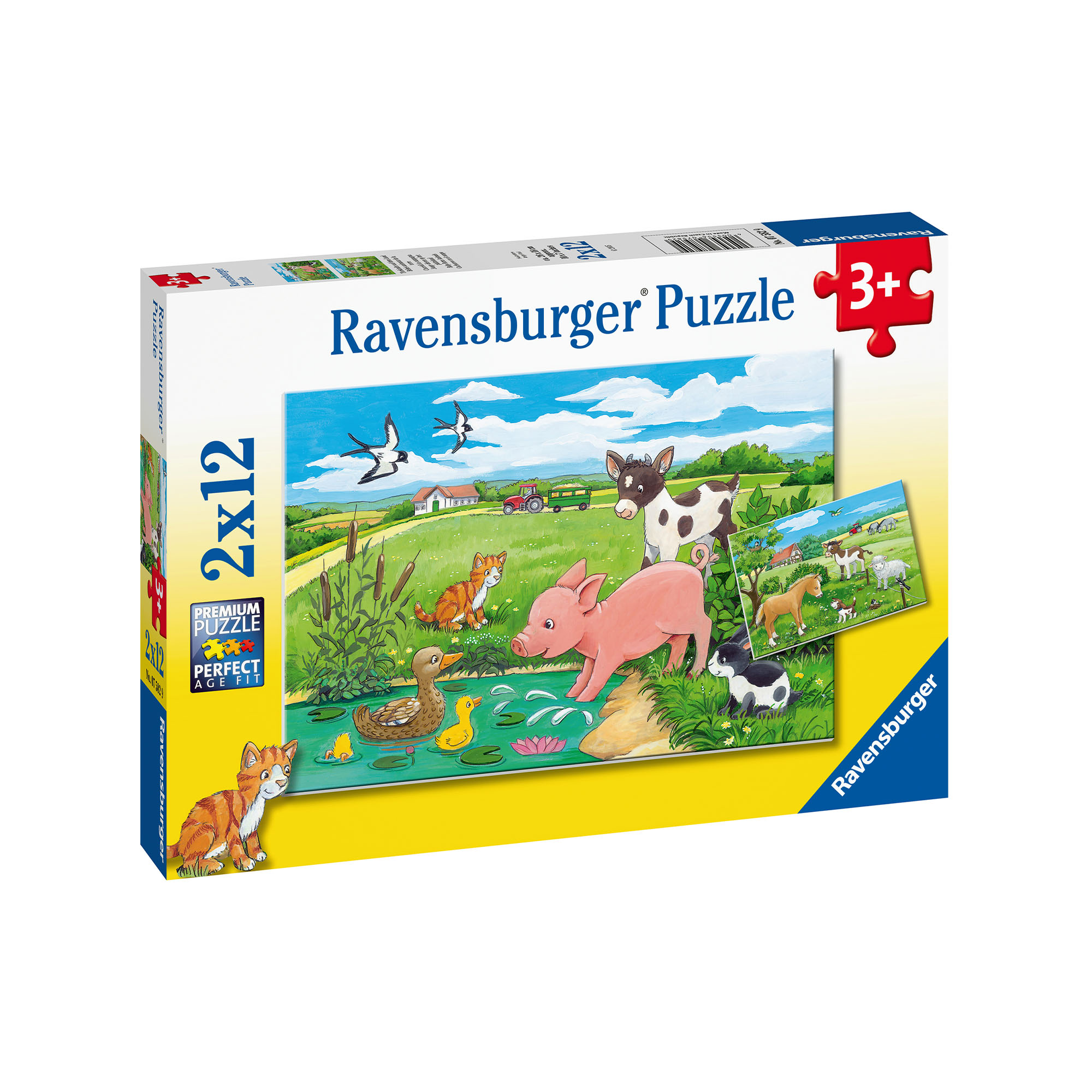Ravensburger Puzzle 2x12 pezzi 07582 - Cuccioli di campagna, , large