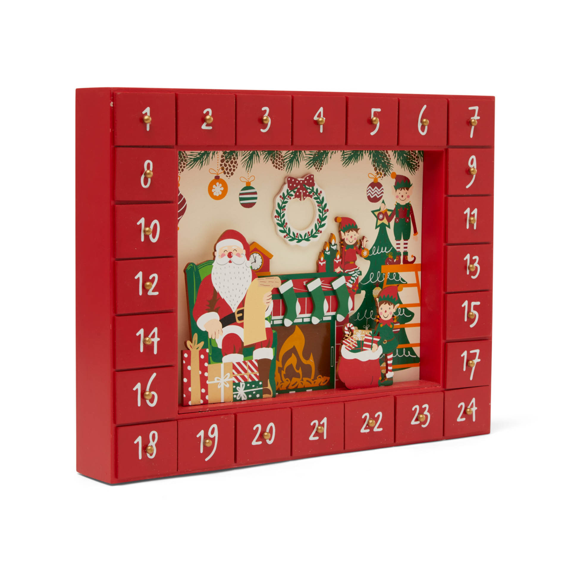 Calendario avvento Babbo Natale ed Elfi, , large