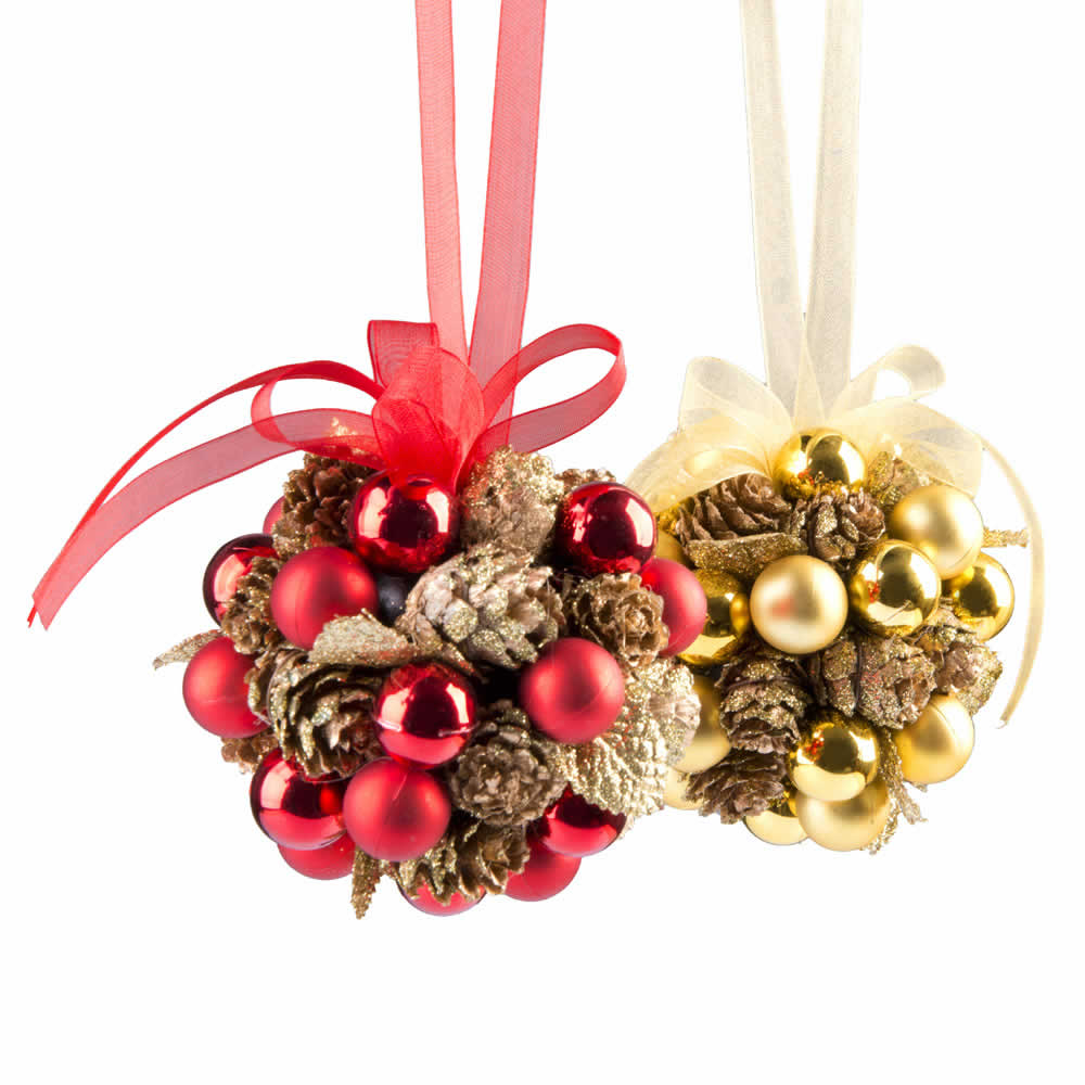 Pallina albero di natale con pigne, , large