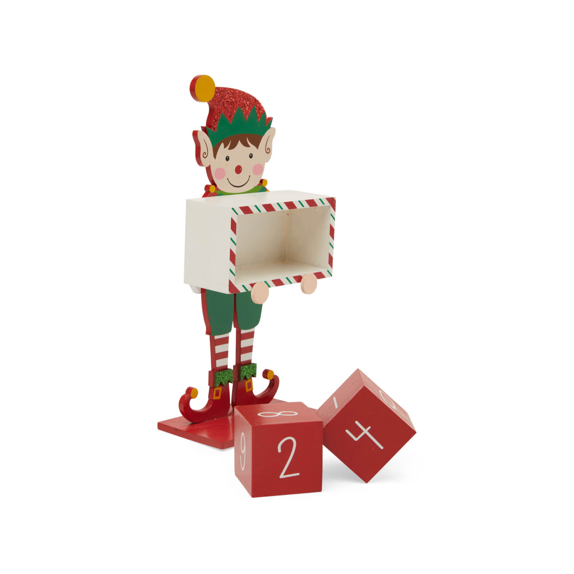 Calendario di natale elfo grande in legno, , large