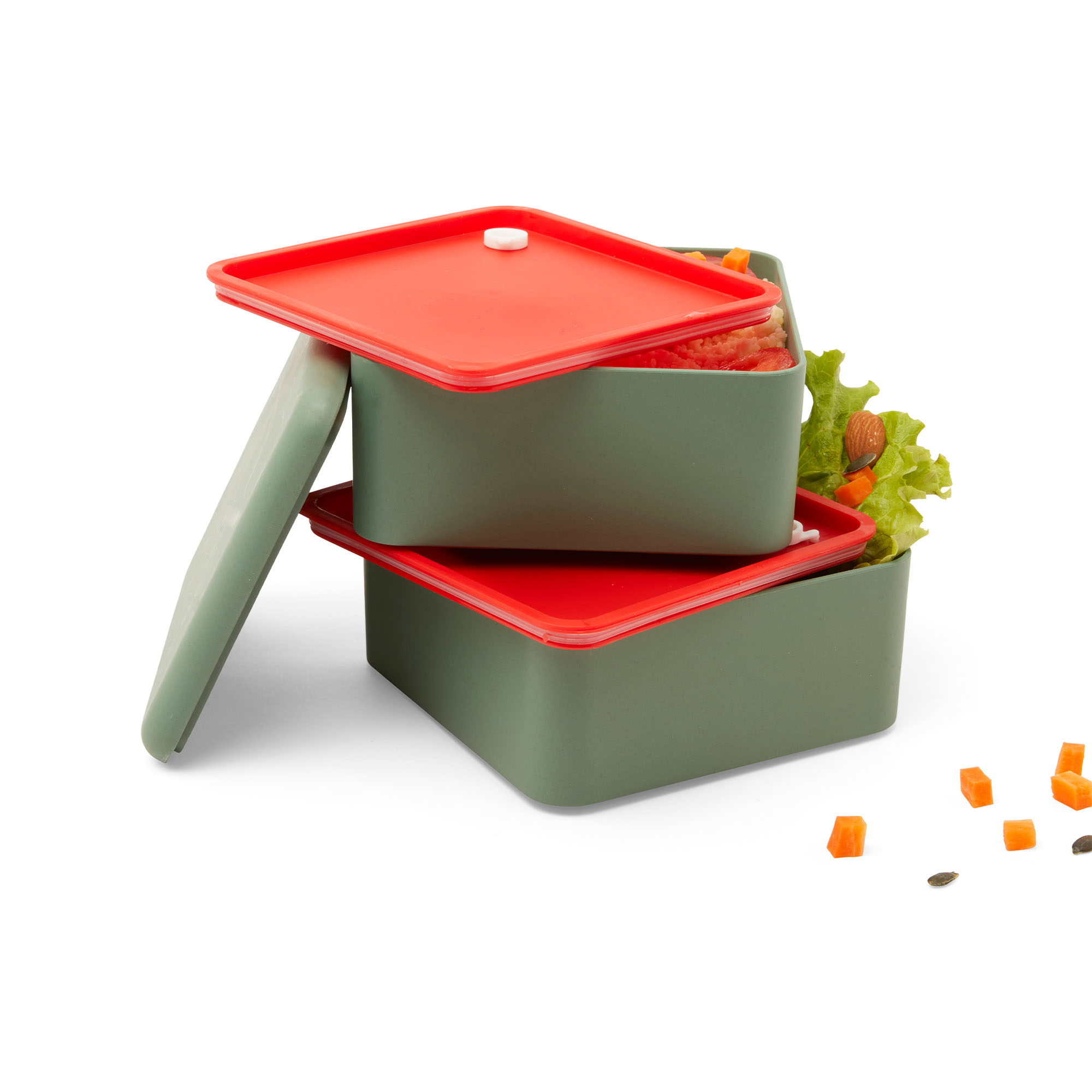 Porta pranzo ecologico doppio scomparto, verde, , large