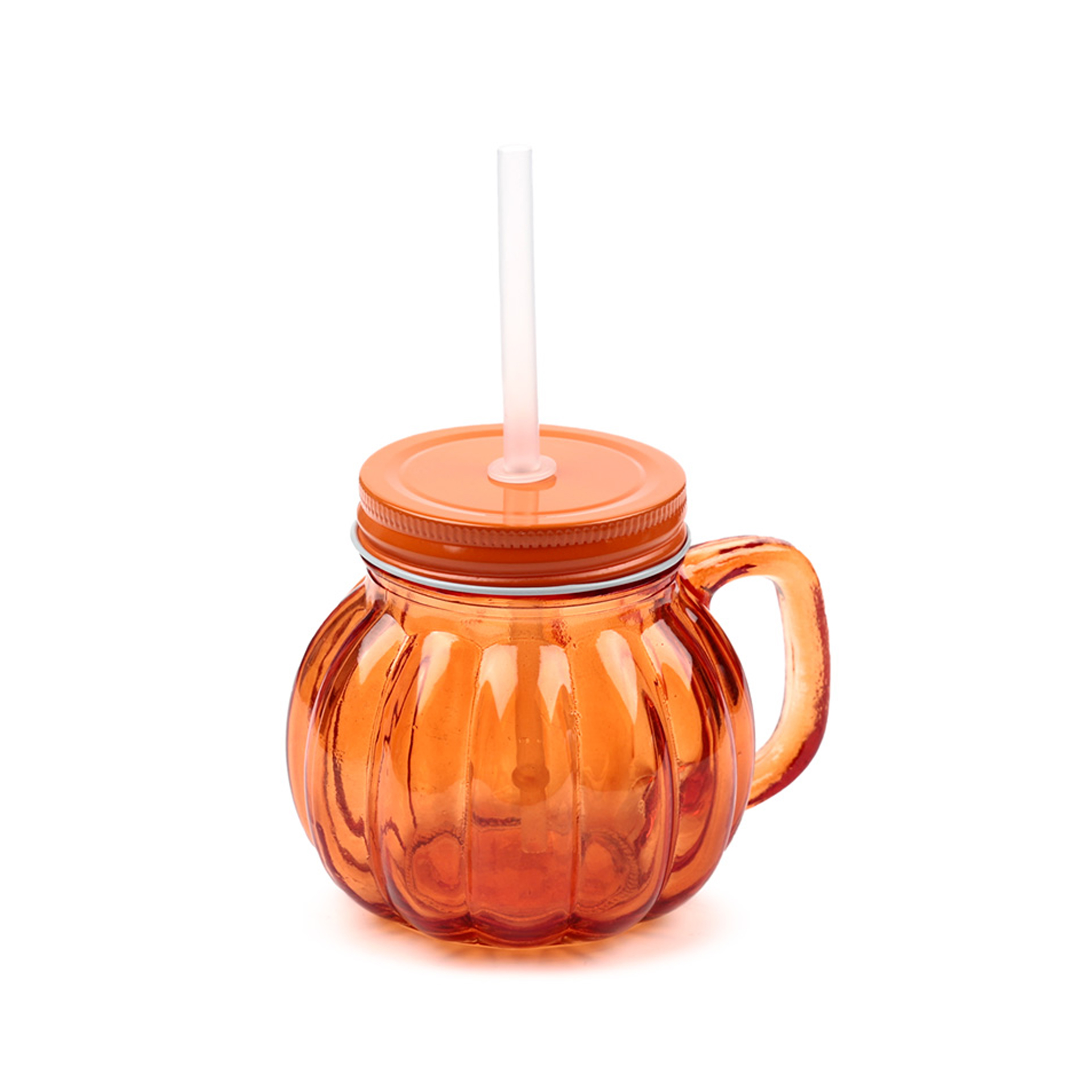 Barattolo/bicchiere A Forma Di Zucca Con Cannuccia, , large