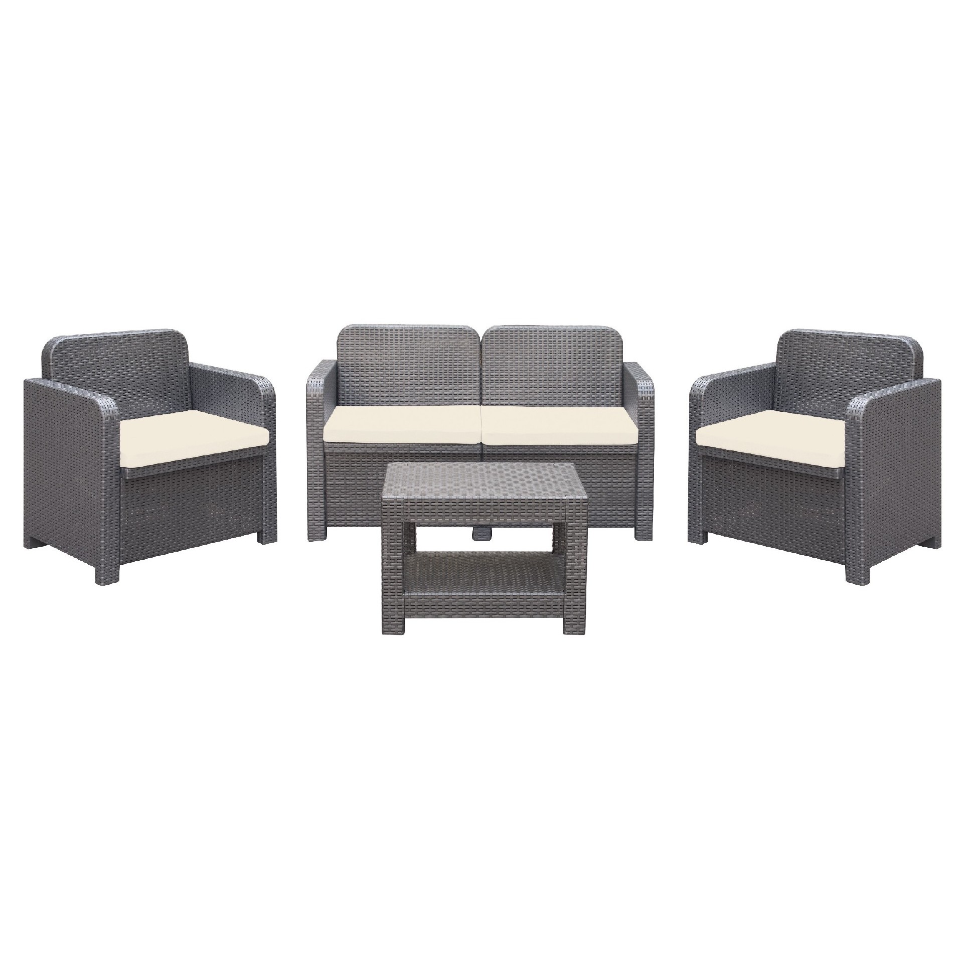 HOMEMANIA Set da Giardino Ancona Set da 1 Divano 2 Poltrone 1 Tavolino 4 posti, , large