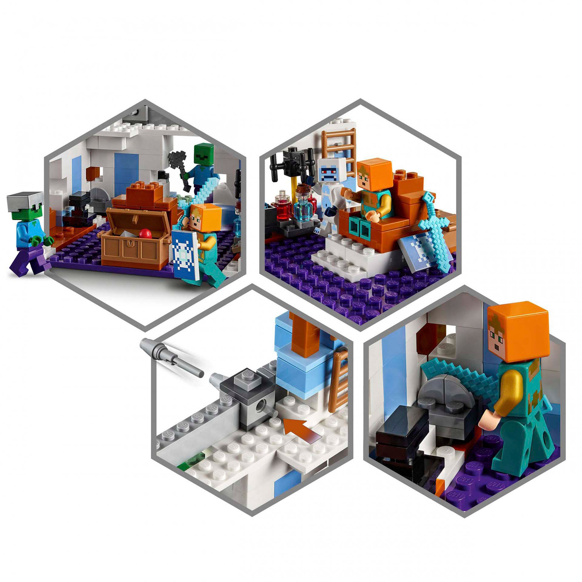LEGO Minecraft Il Castello di Ghiaccio, Giocattoli Creativi da Costruire con Fig 21186, , large