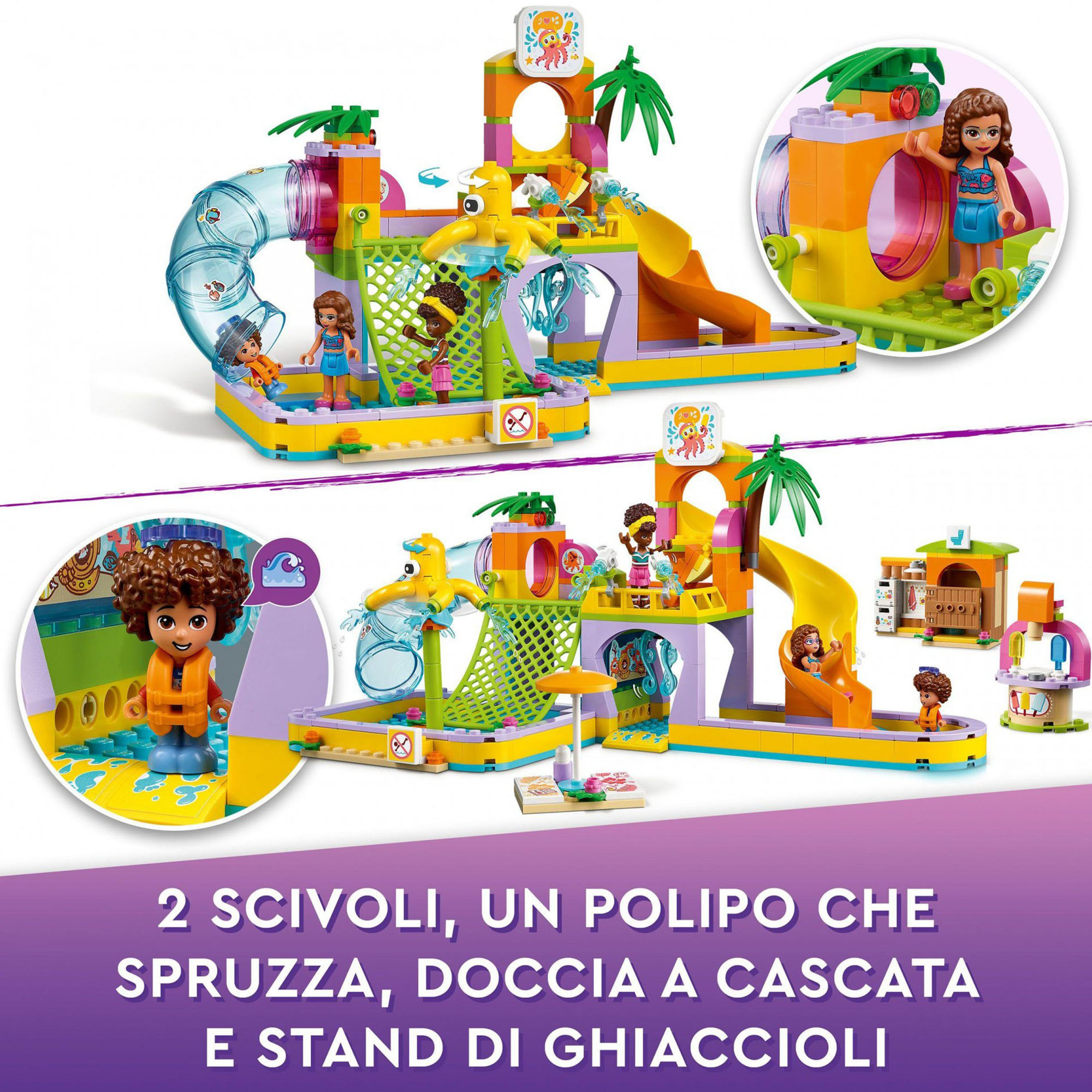 LEGO Friends Parco Acquatico, Set con Piscina con Scivolo, Gioco Estivo con Mini 41720, , large