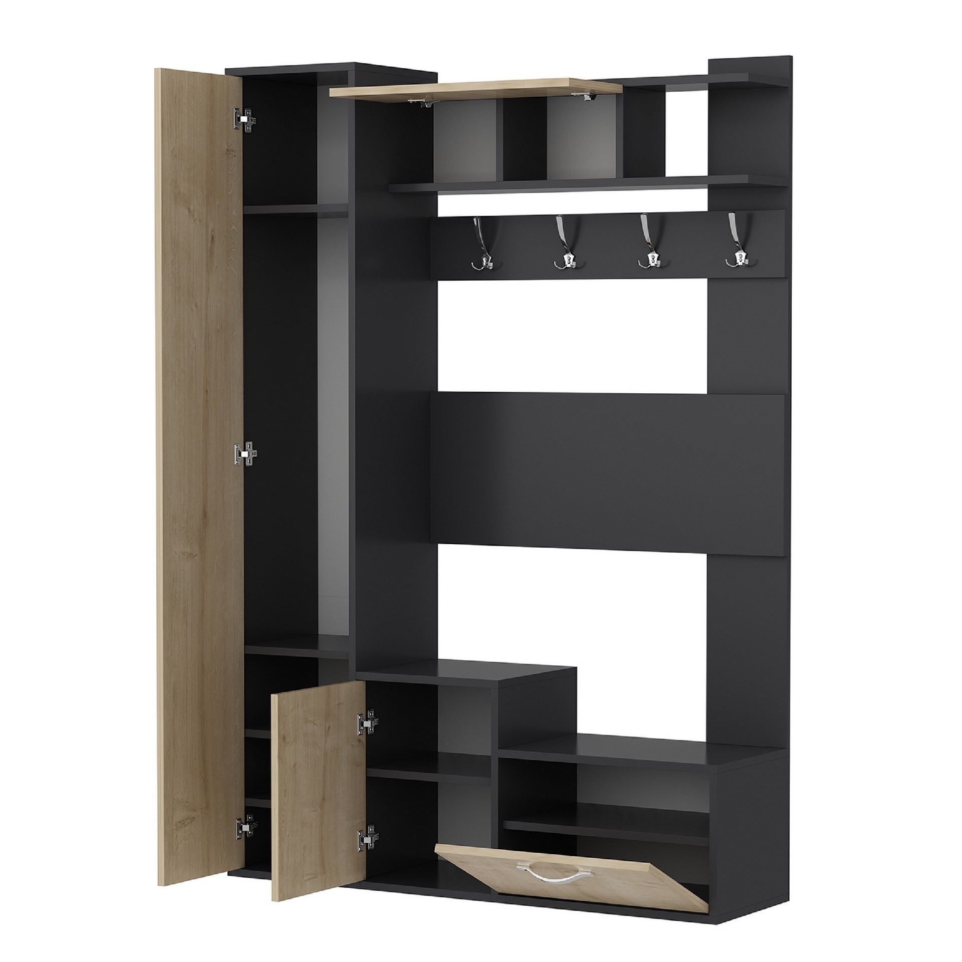 HOMEMANIA Mobile Ingresso Seina, rovere e antracite, , large