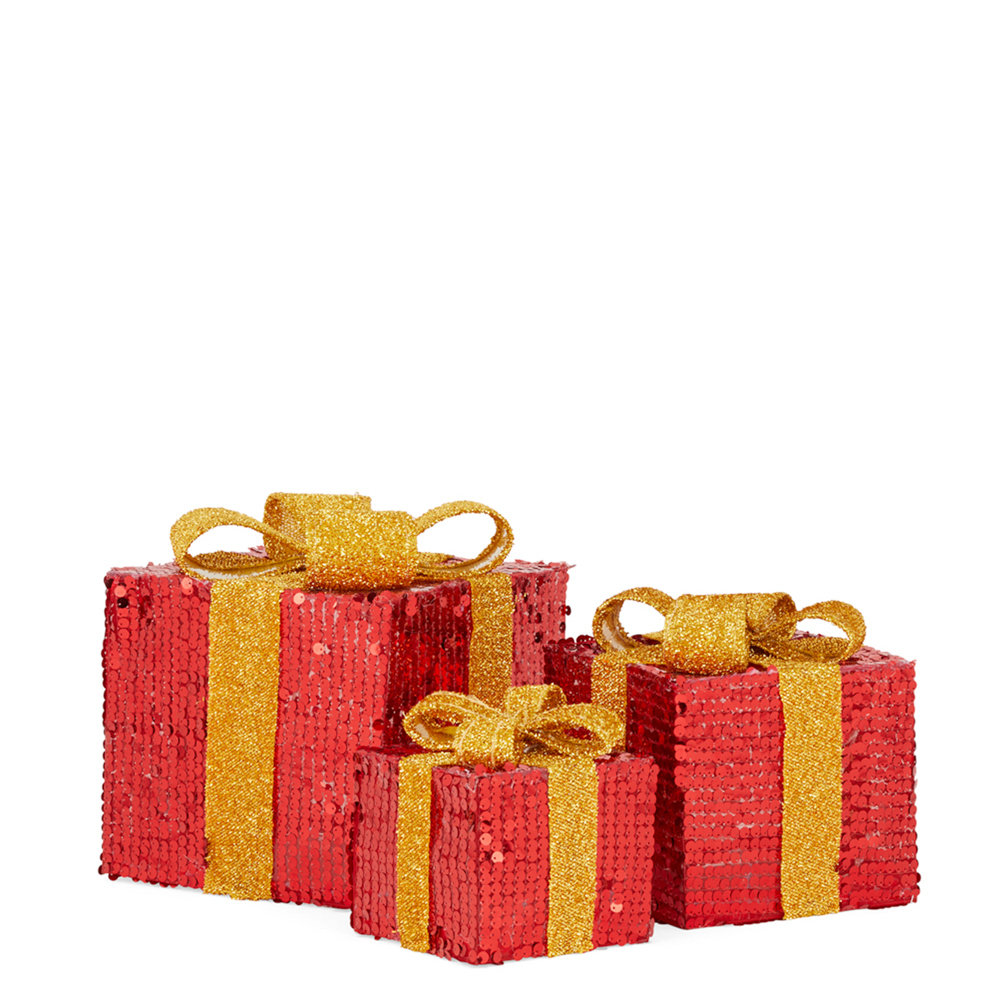 Pacchi regalo decorativi luminosi a batterie, Set da 3 pz, , large