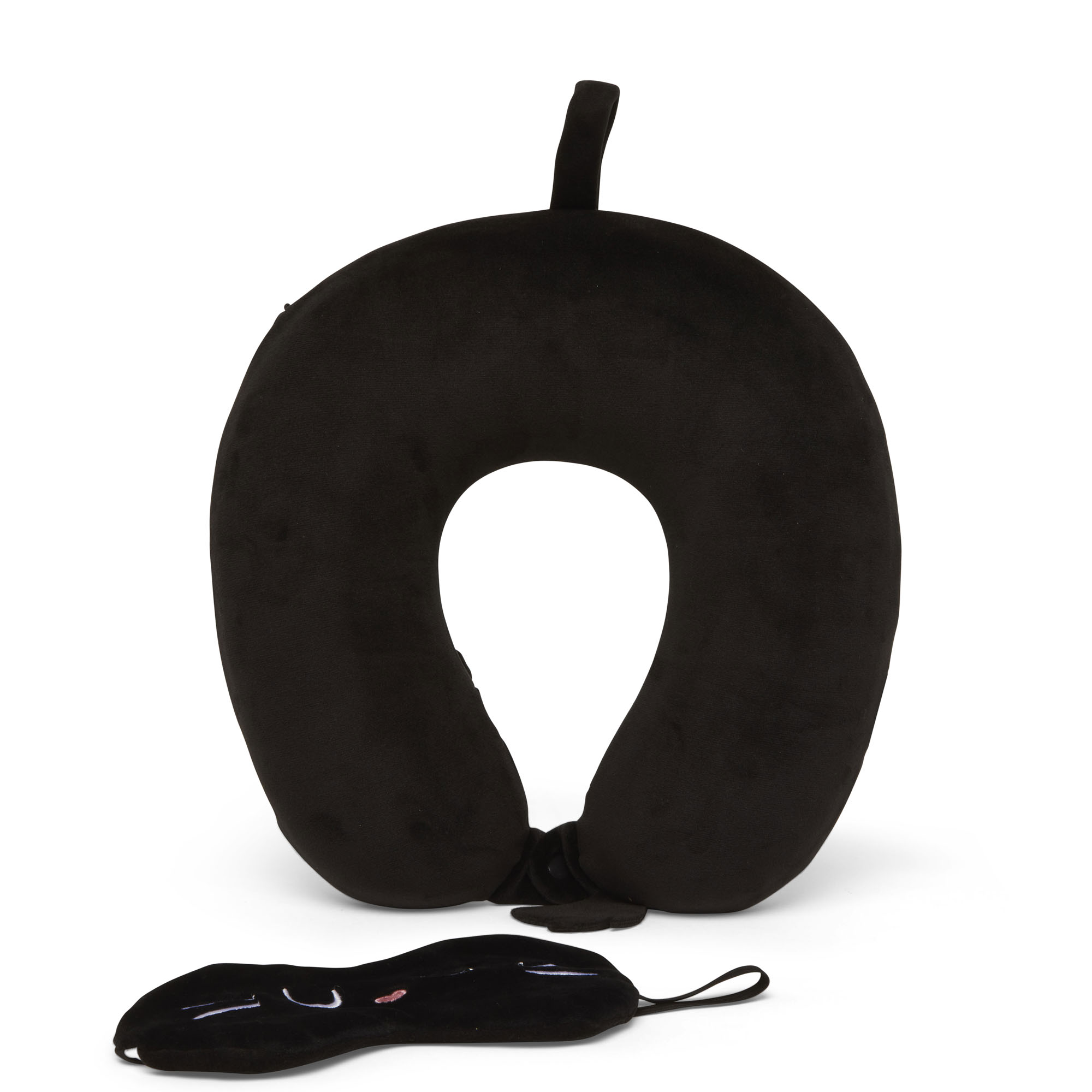 Cuscino da viaggio con maschera per dormire - Gatto nero, , large