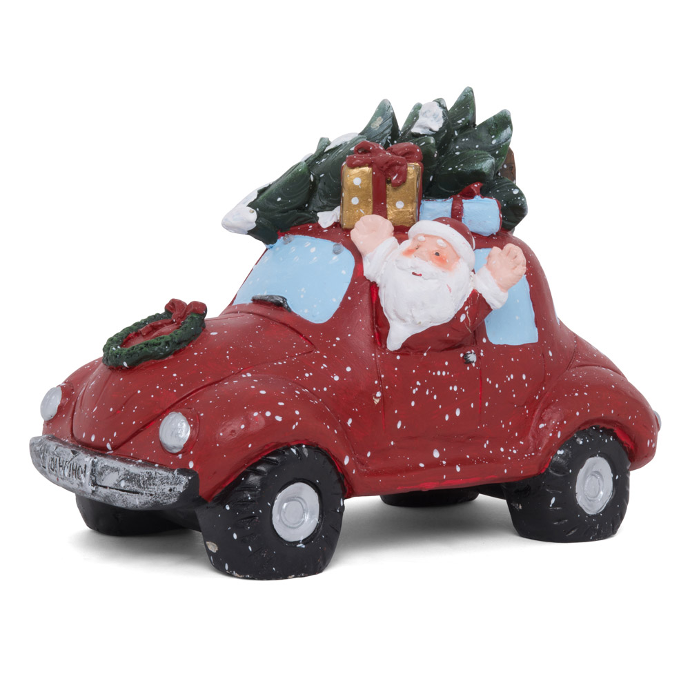Maxi decorazione natalizia a forma di auto con Babbo Natale, con luci e musica, , large