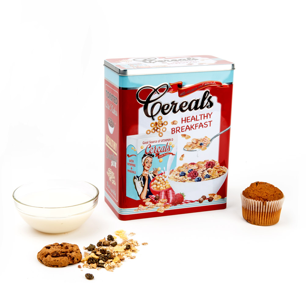 Scatola per cereali in latta vintage, , large