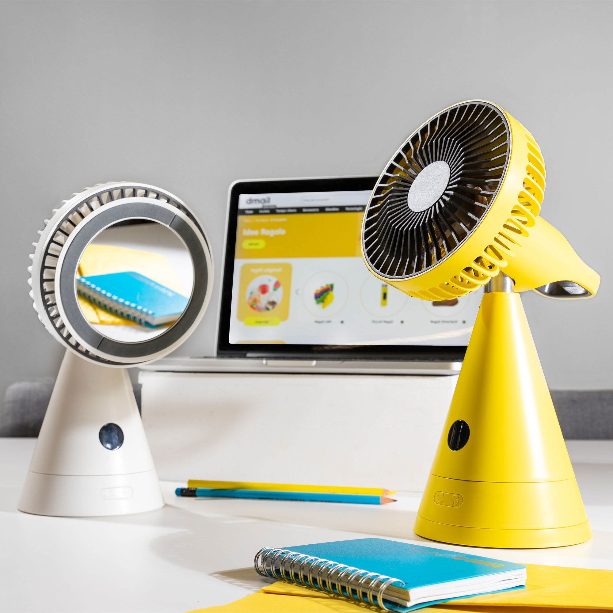 Ventilatore ricaricabile da tavolo con specchio, , large