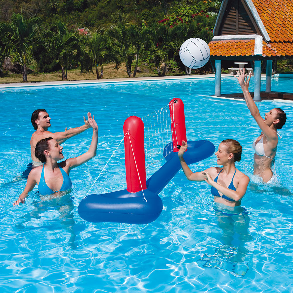 Rete da pallavolo galleggiante con pallone, , large
