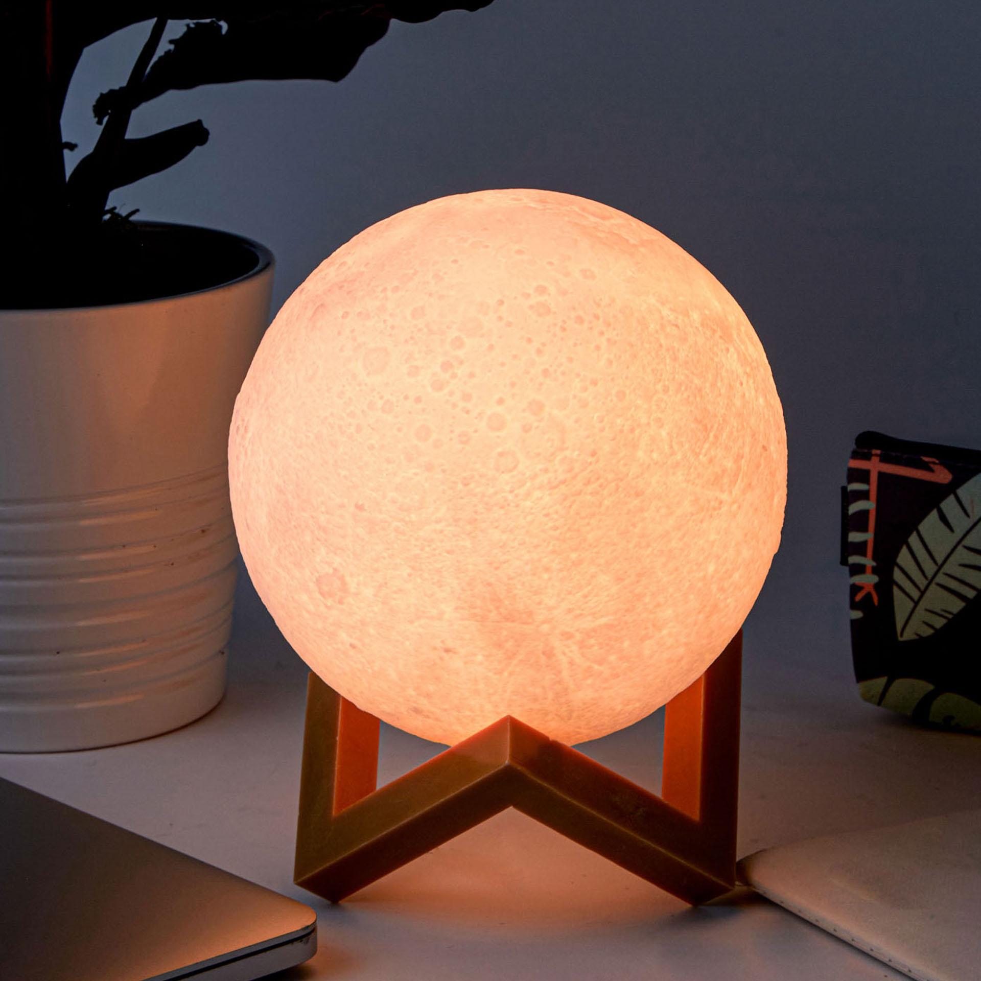 Lampada luna cambia colore ricaricabile, , large