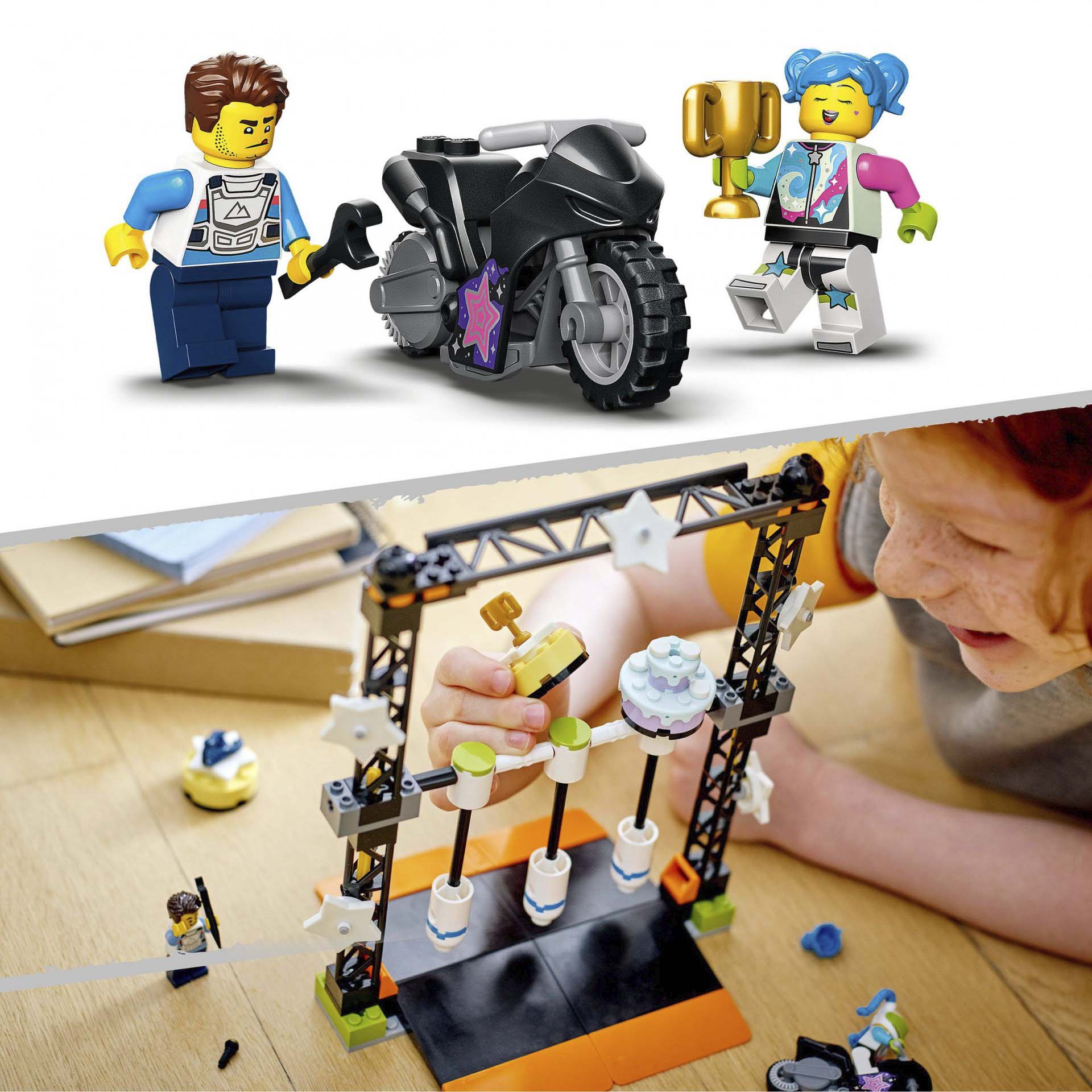 LEGO City Stuntz Sfida Acrobatica KO, Moto Giocattolo Carica e Vai con Minifigur 60341, , large