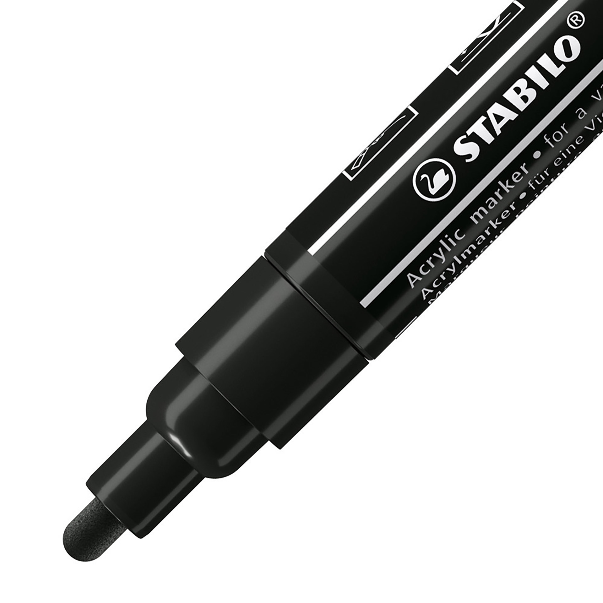 STABILO FREE Acrylic - T300 Punta rotonda 2-3mm - Confezione da 5 - Nero, , large
