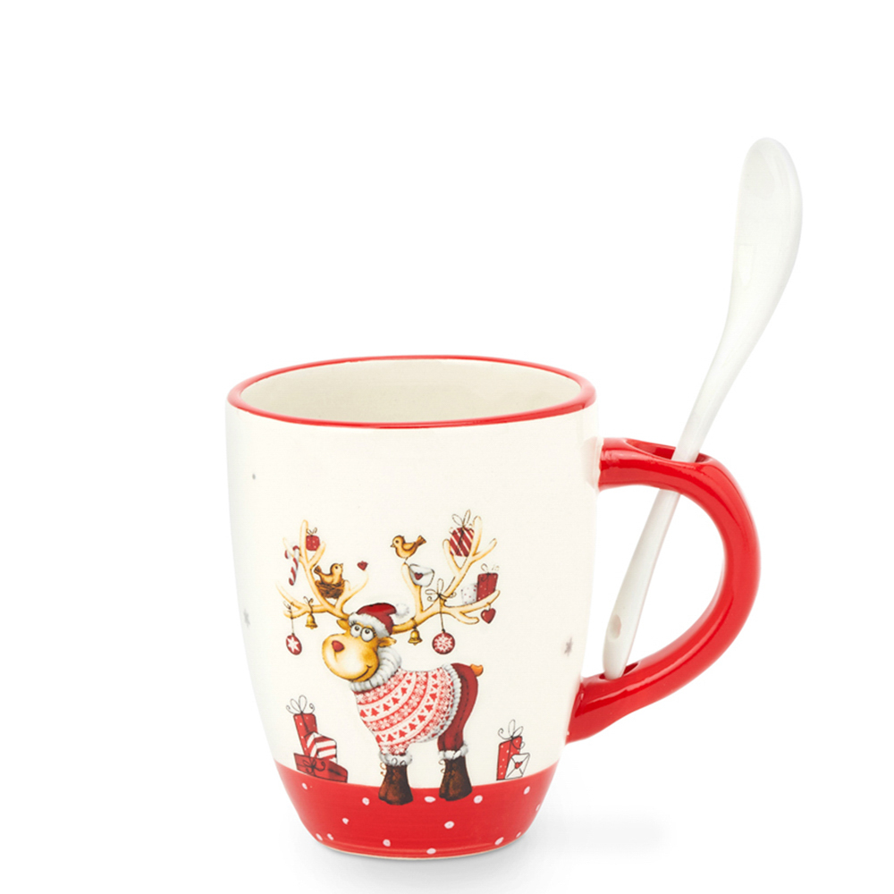 Tazza natalizia con cucchiaio, , large