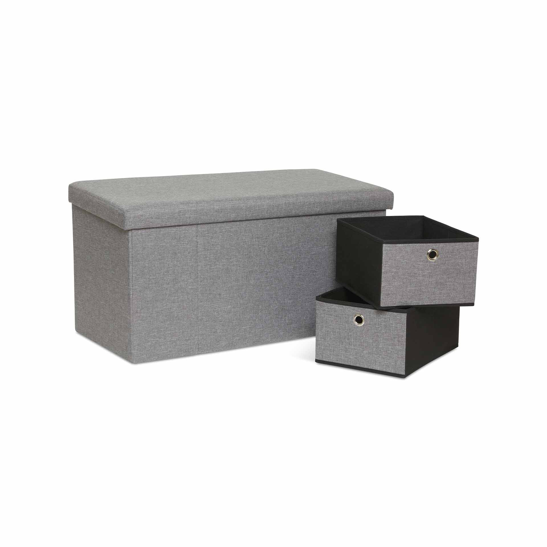 Cassapanca pouf contenitore con 6 cassetti, , large