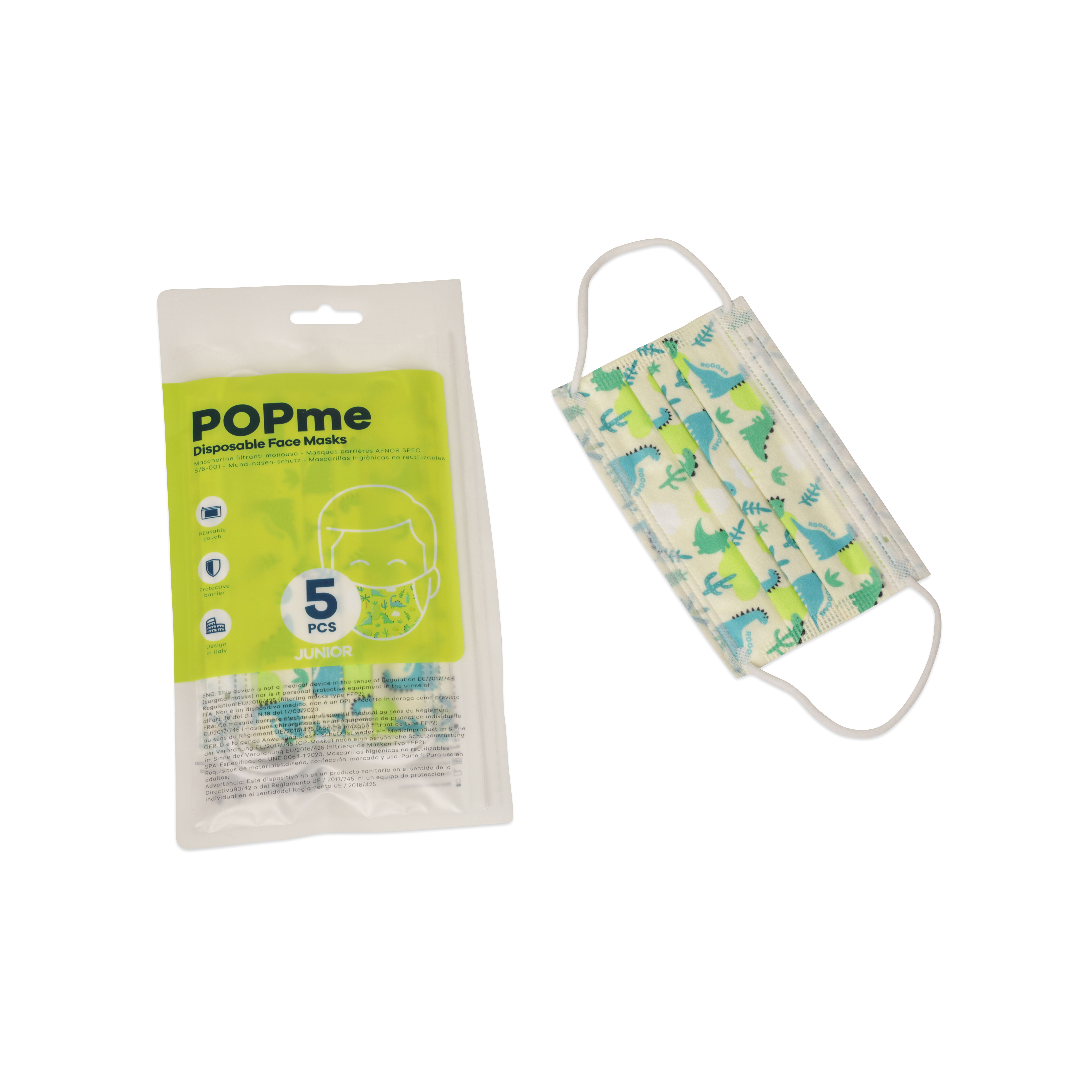 Mascherine facciali monouso per bambini set da 5 pz, , large