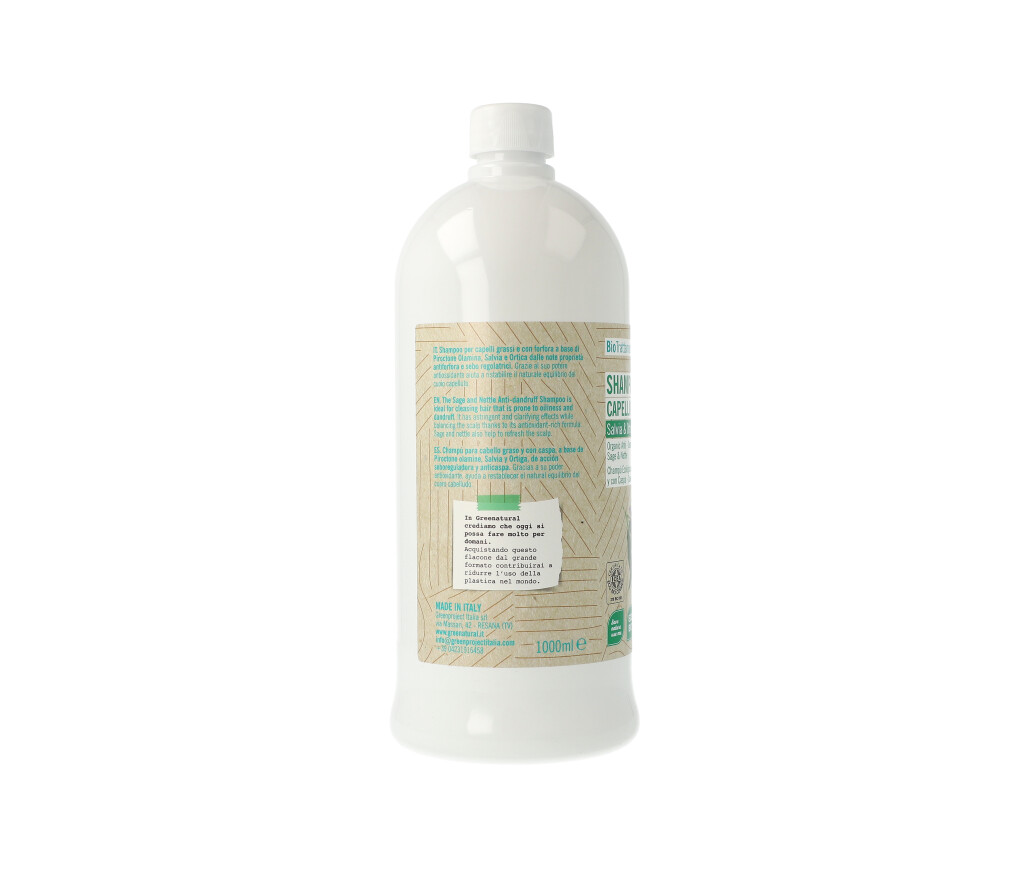 Shampoo Capelli Grassi e con Forfora Salvia&Ortica - 1l, , large