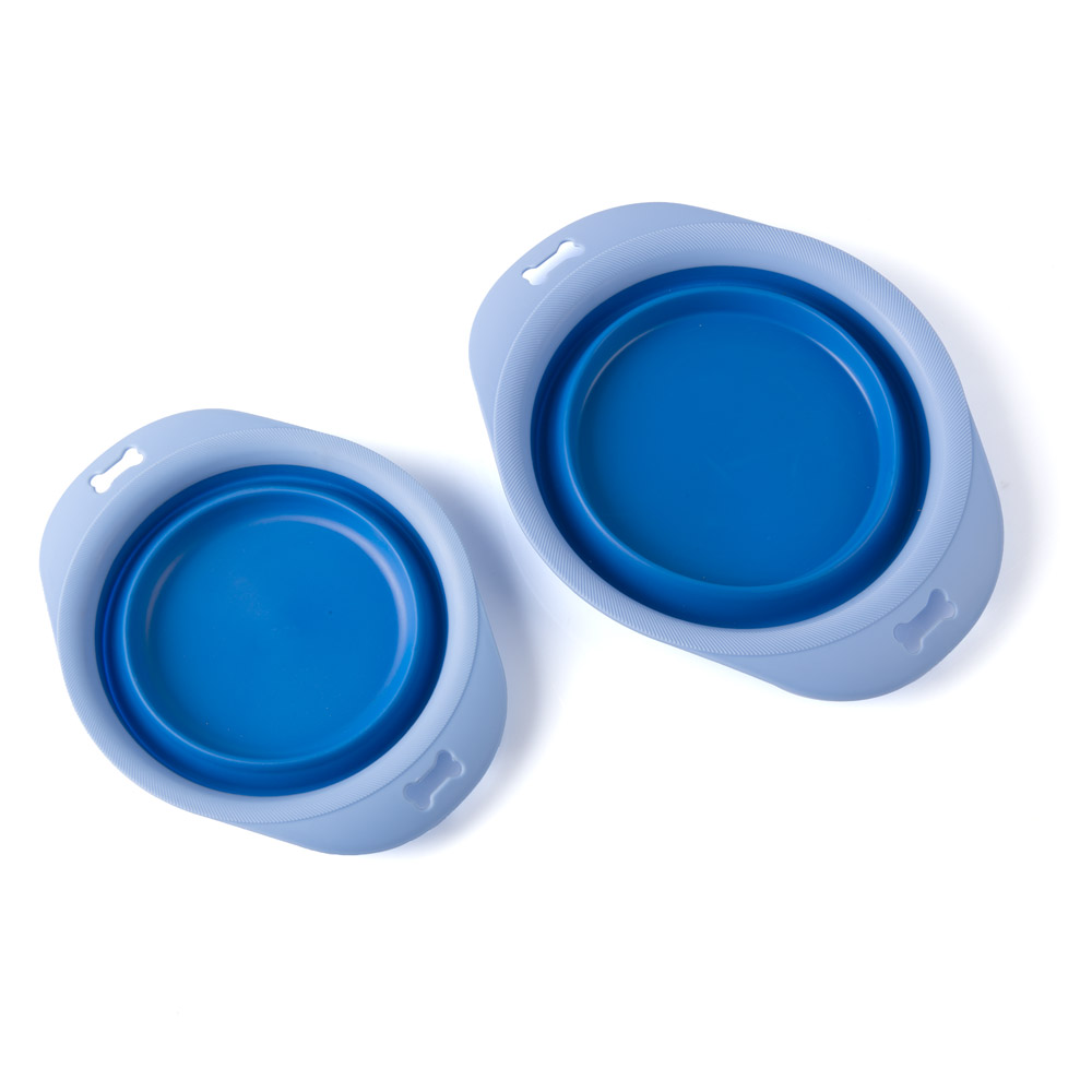 Set 2 ciotole pieghevoli per cane e gatto, , large