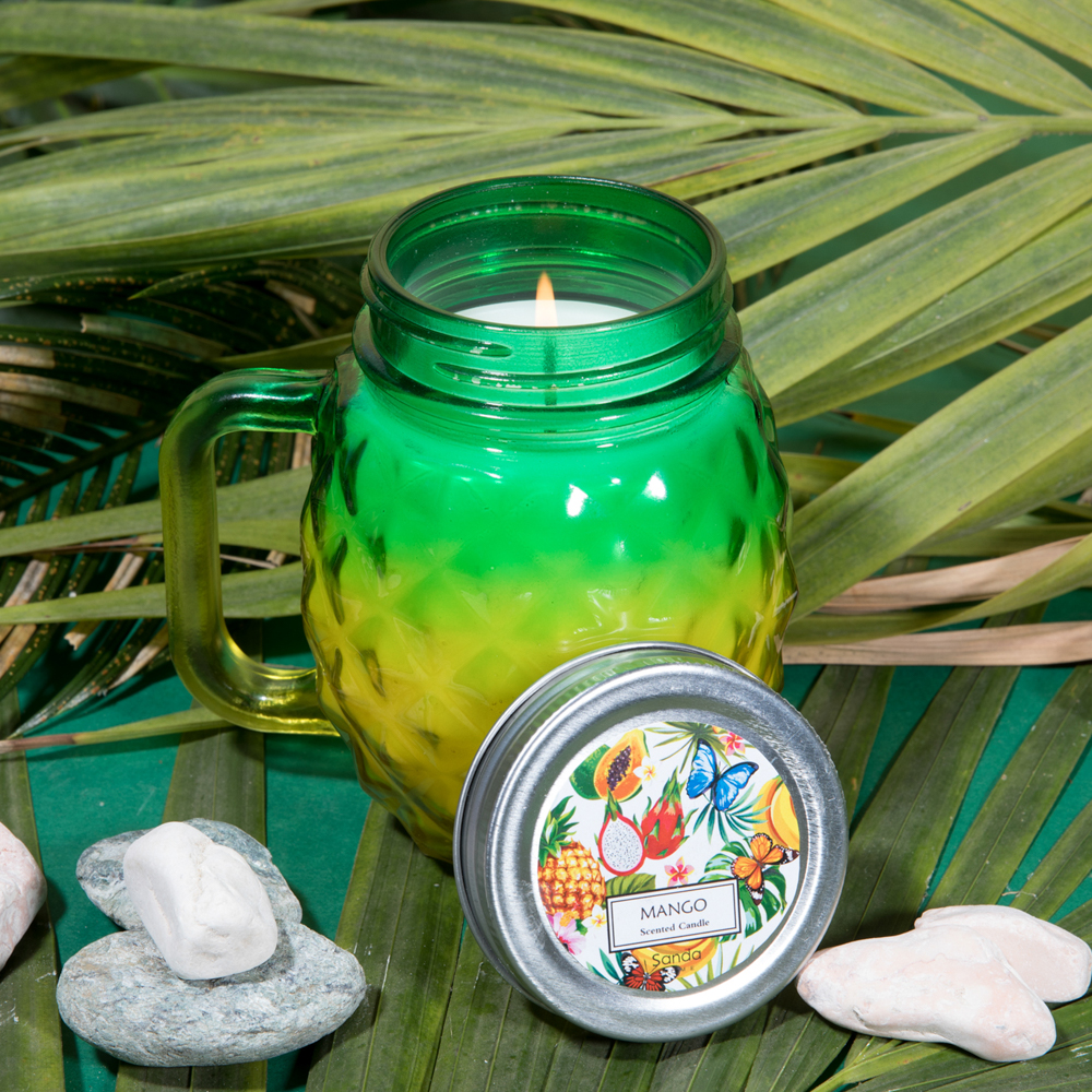 Vasetto ananas in vetro con candela - Piccolo, , large