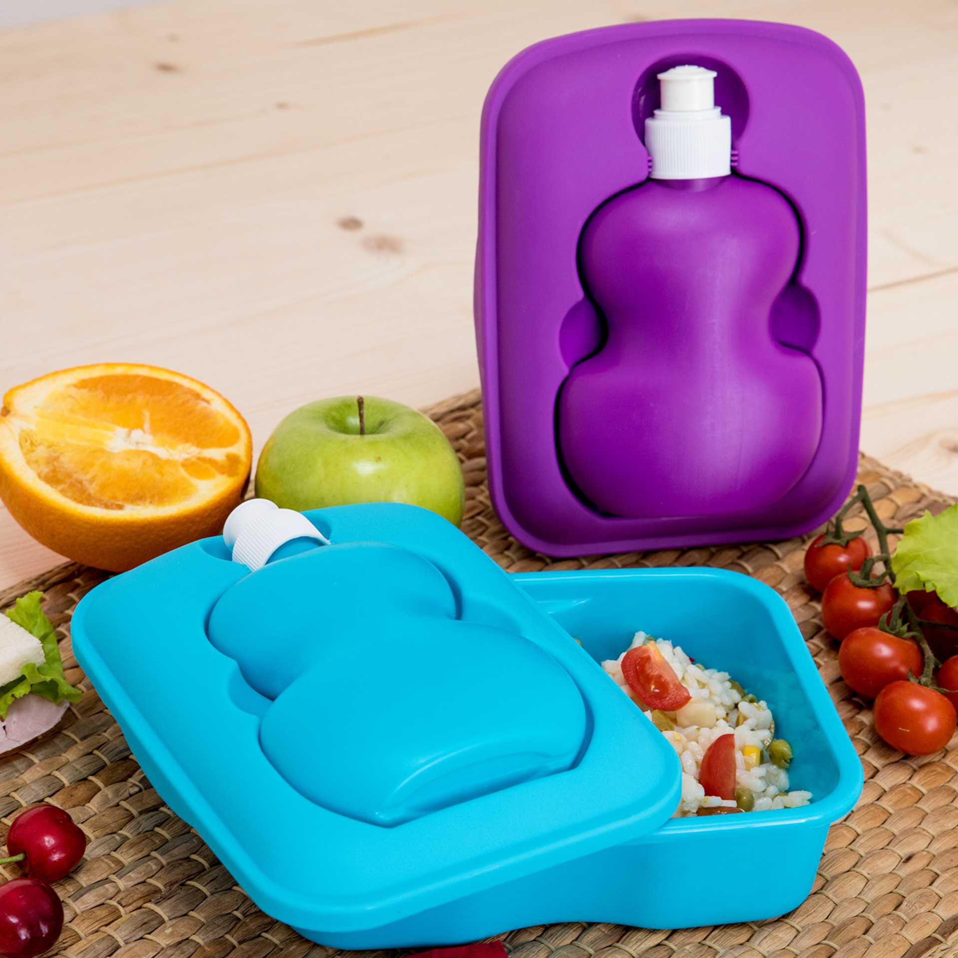 Contenitore porta pranzo con borraccia, , large