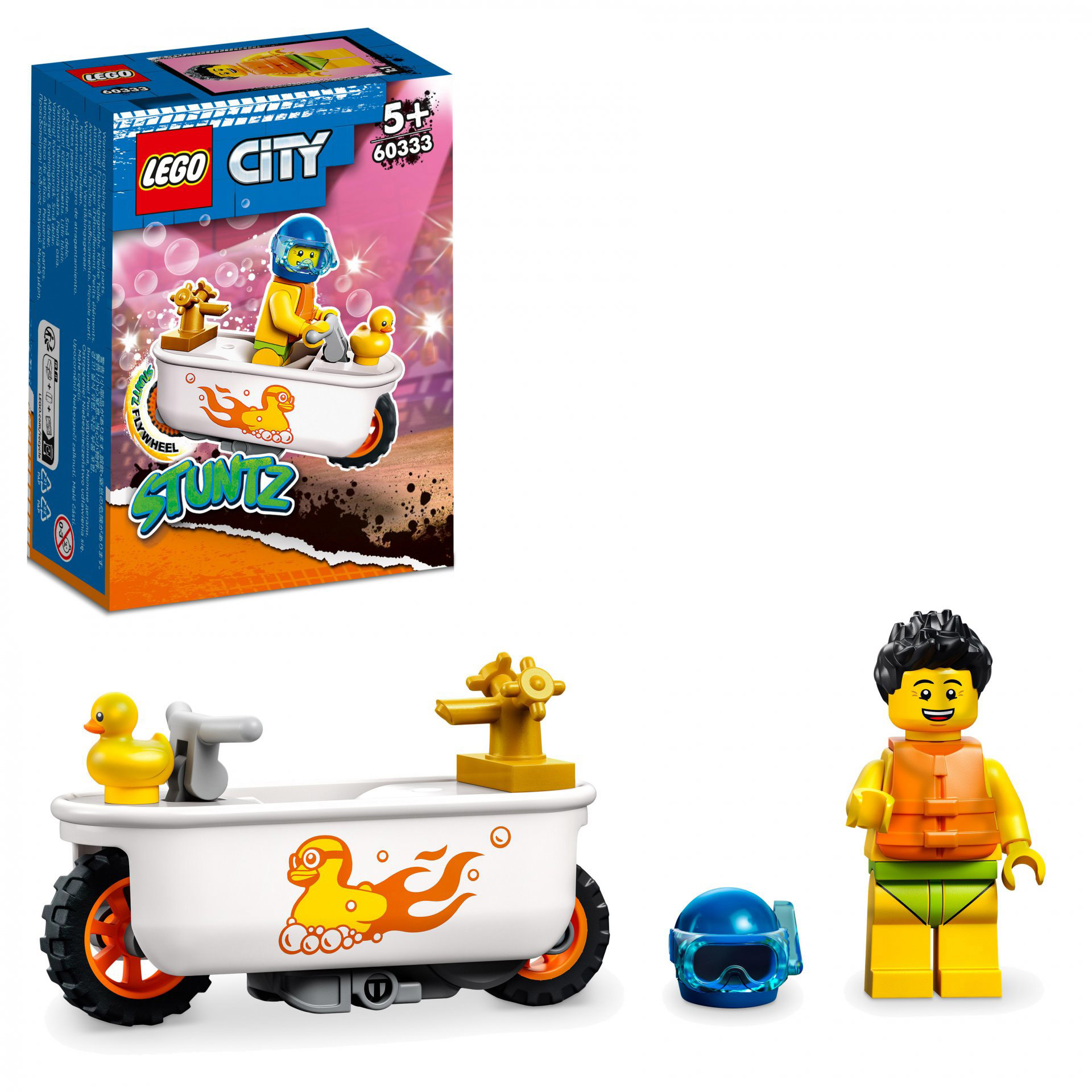 LEGO City Stuntz Stunt Bike Vasca da Bagno, Moto Giocattolo Carica e Vai con Min 60333, , large