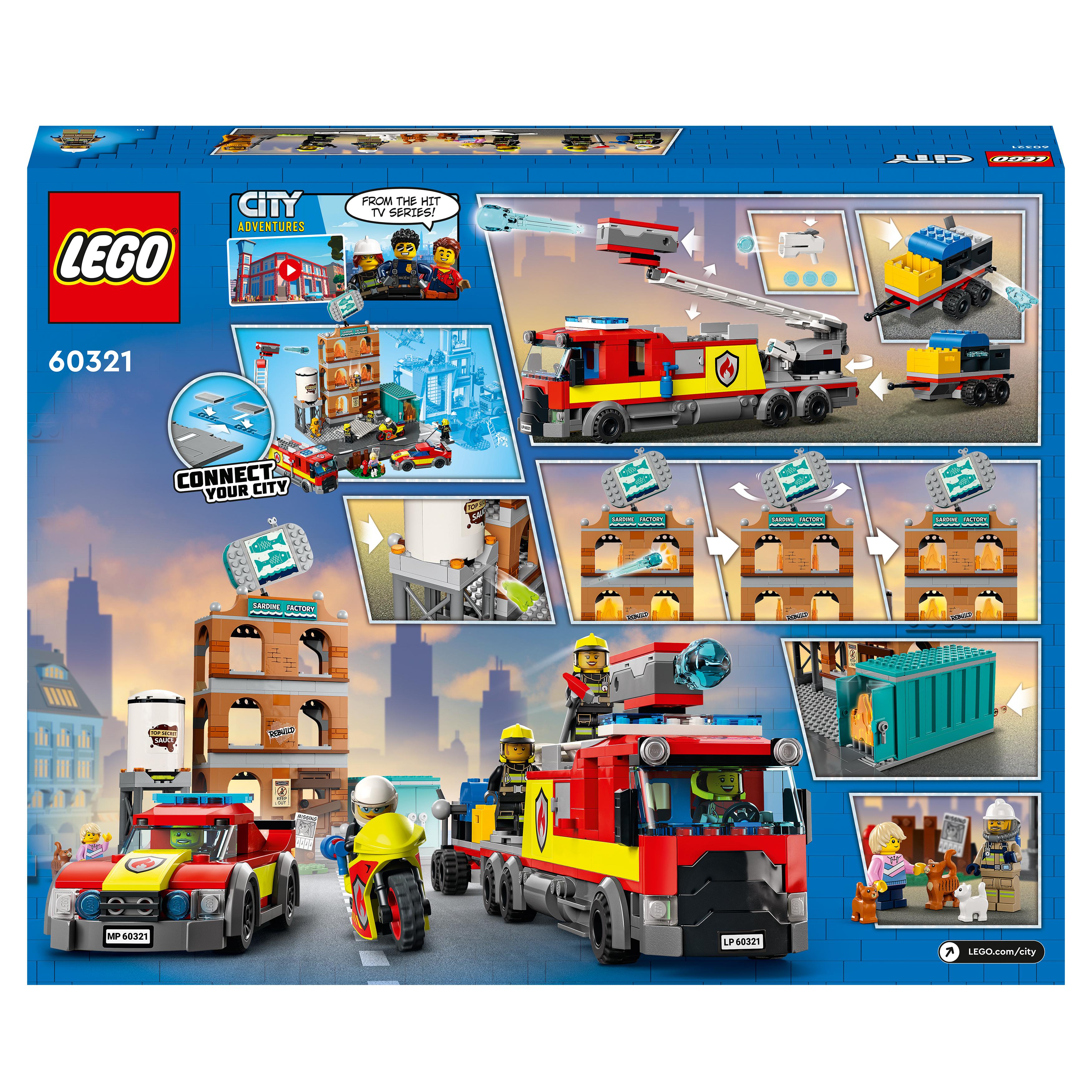 LEGO City Fire Vigili del Fuoco, Edificio con Fiamme, Camion dei Pompieri Giocat 60321, , large